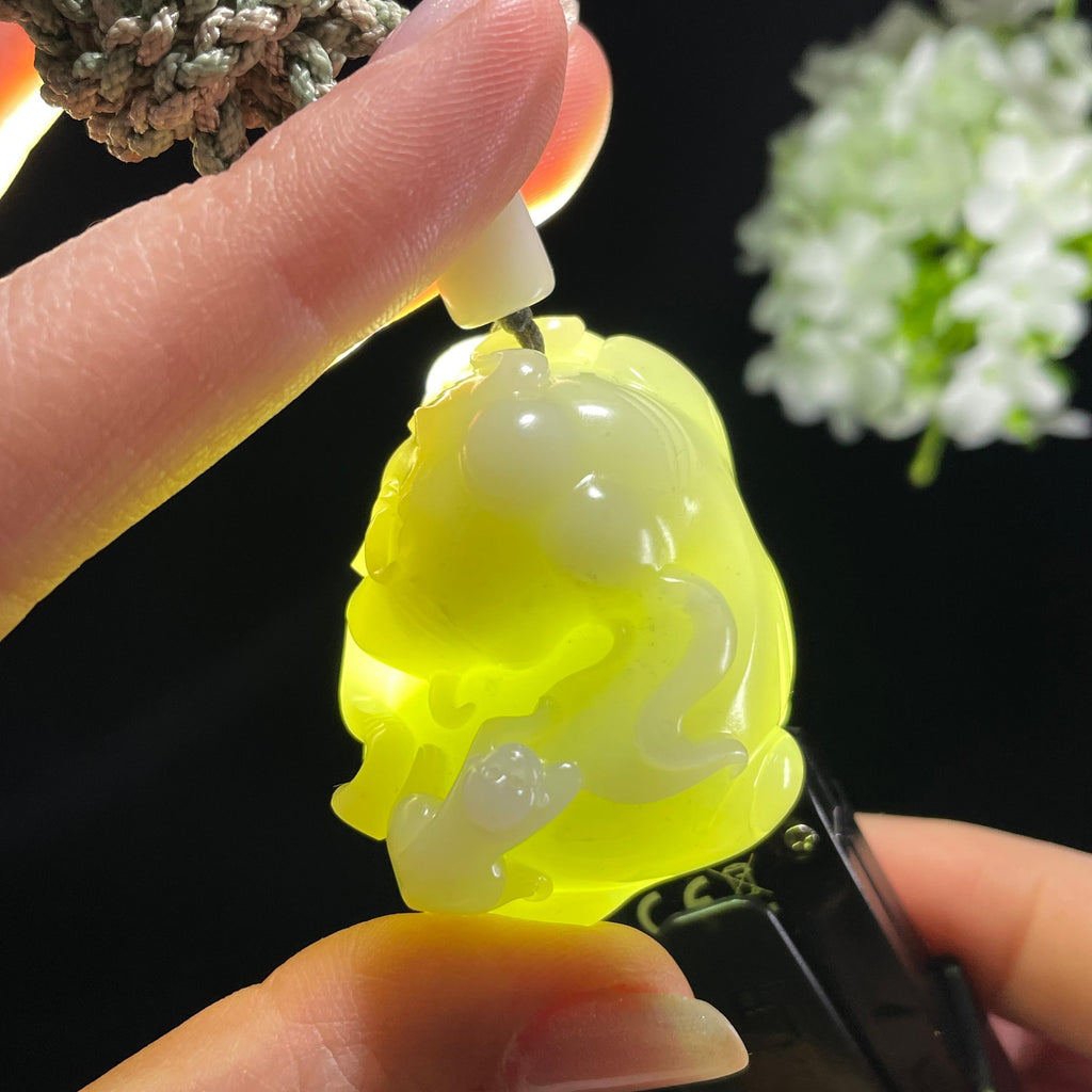 新疆天然和田玉白玉封侯拜相雕刻挂件（yc360405）