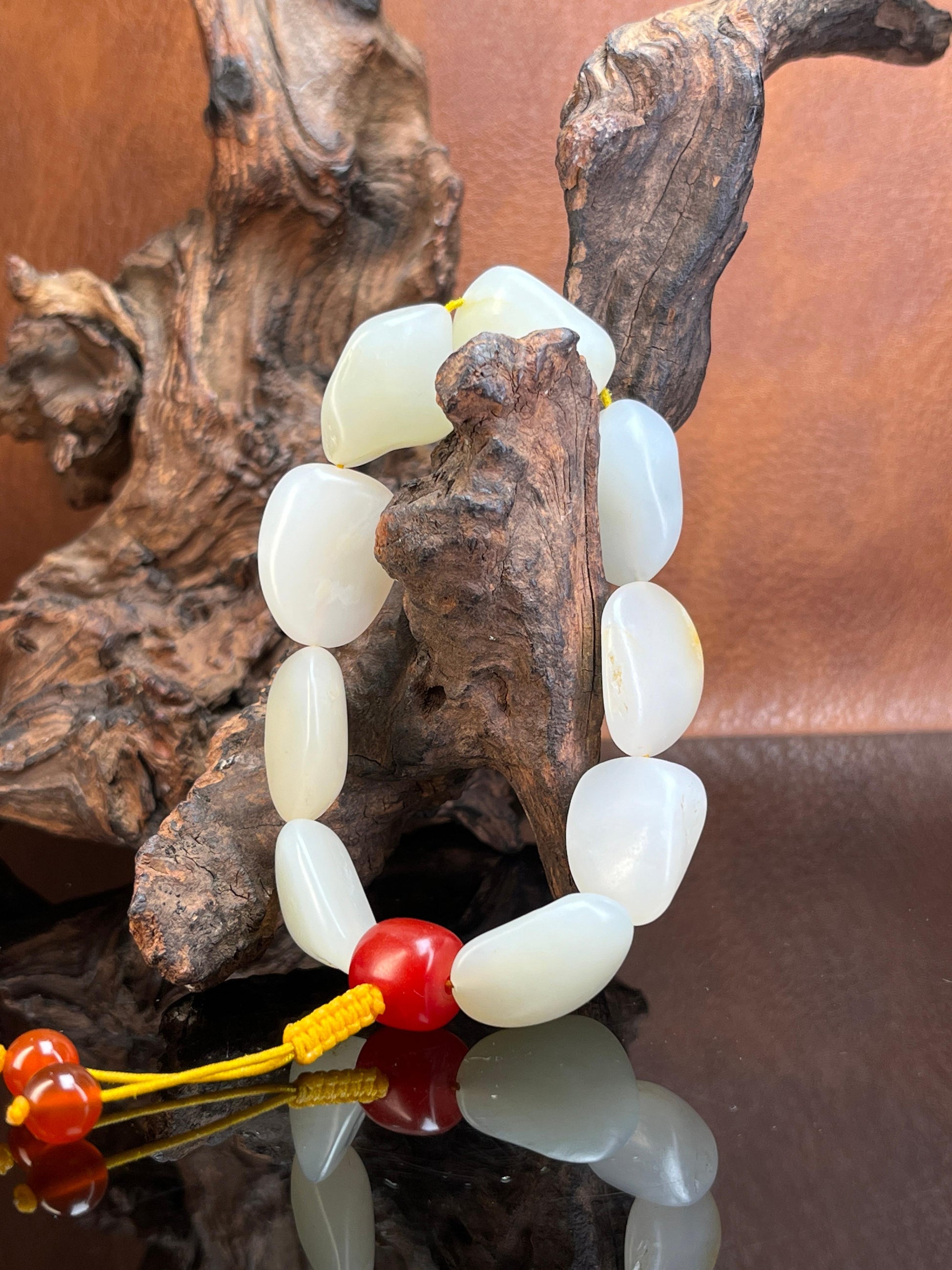 新疆和田玉白玉籽料原石手串独籽随型（yc229211）