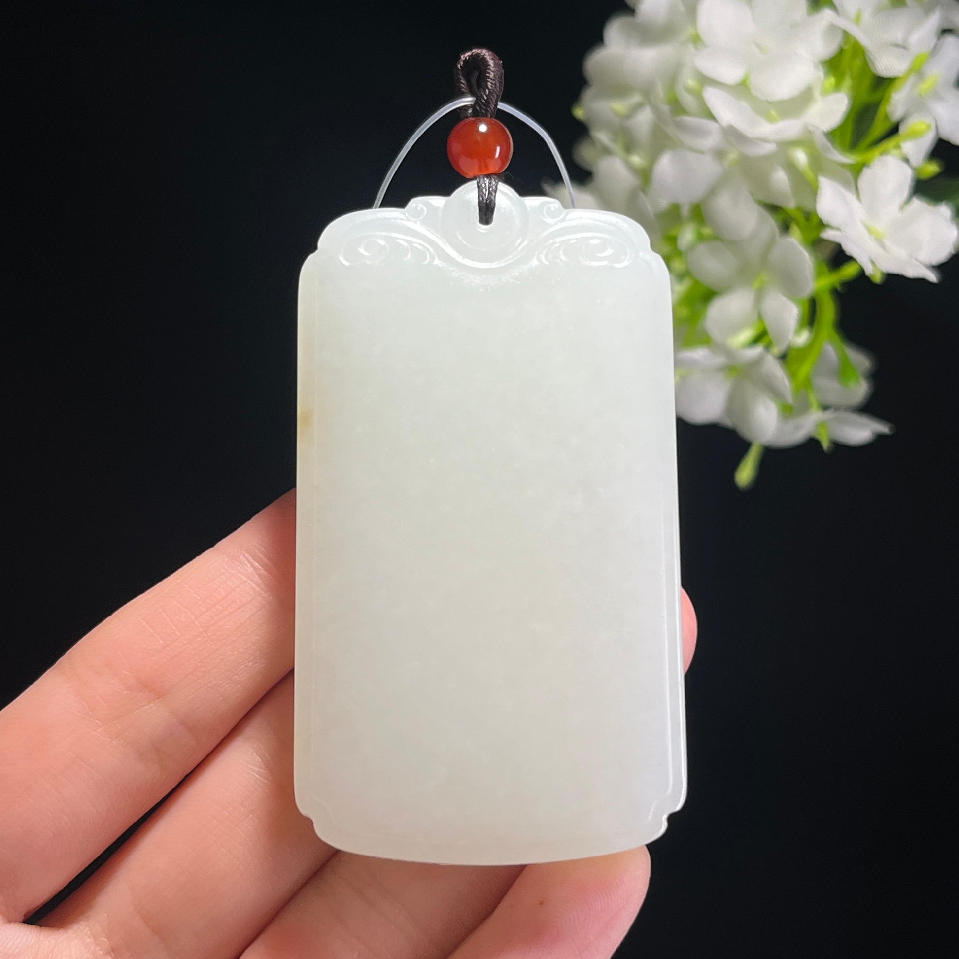 新疆天然和田玉白玉平安无事牌（yc342611）