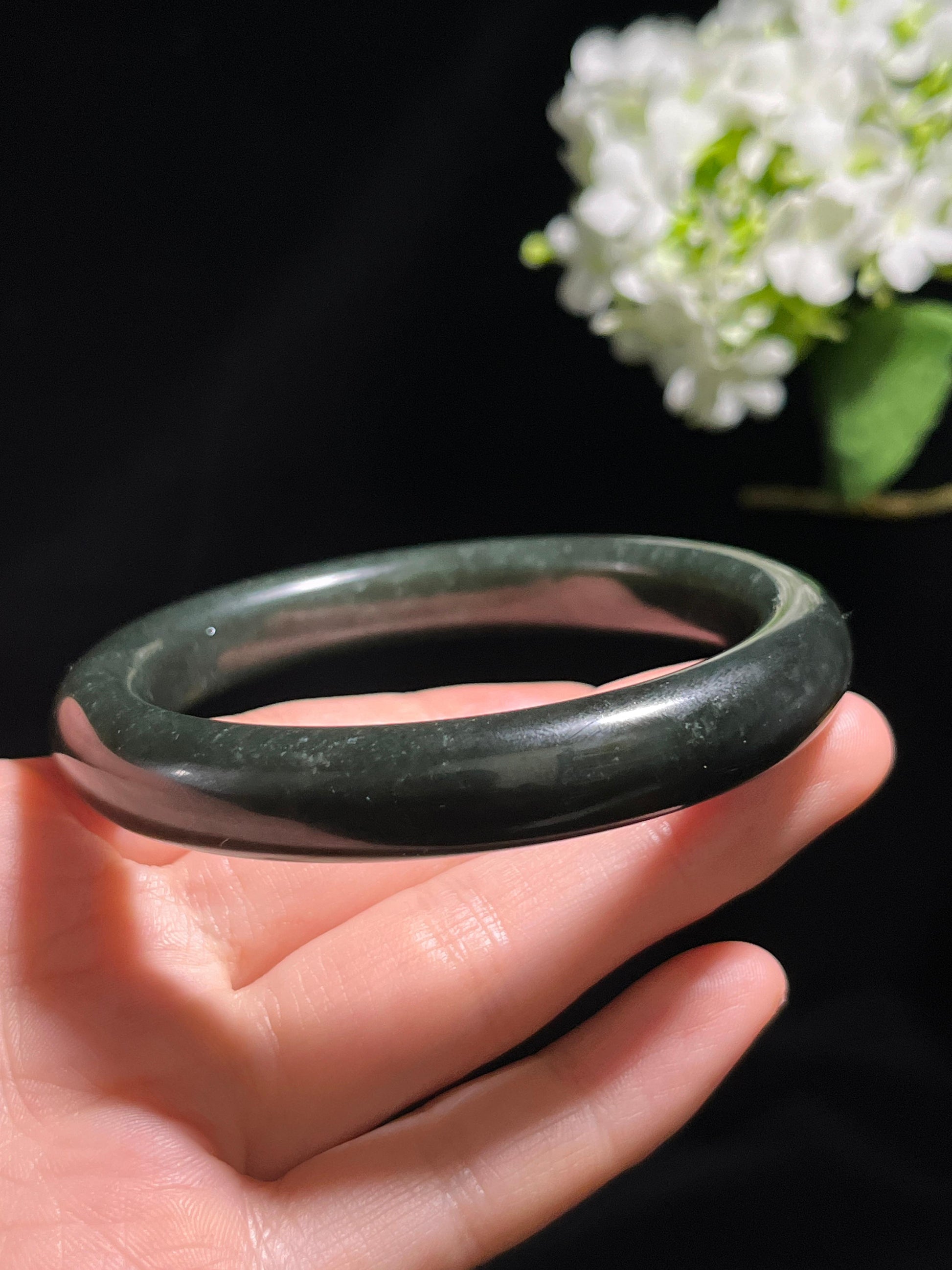 新疆天然和田玉塔青料手镯1（卡58）（yc260245）