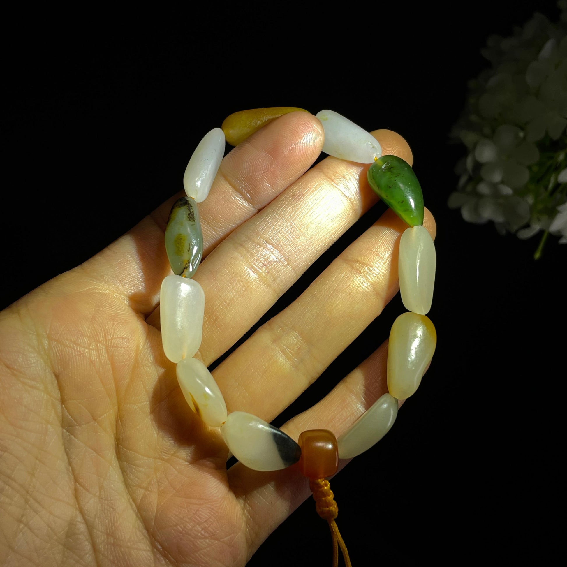 新疆天然和田玉多宝原籽手串（yc355828）