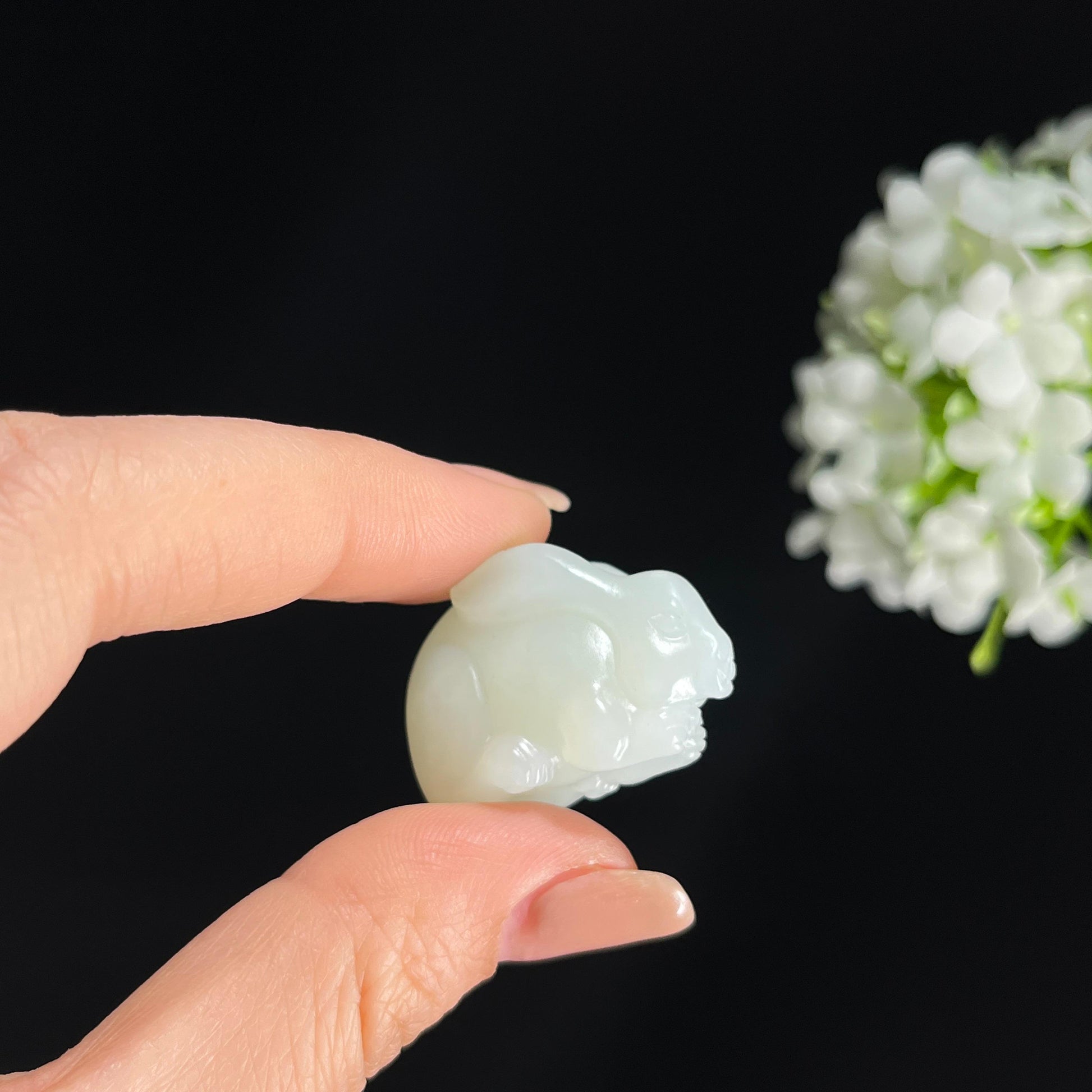 s，和田玉白玉兔雕刻挂件（yc379927）