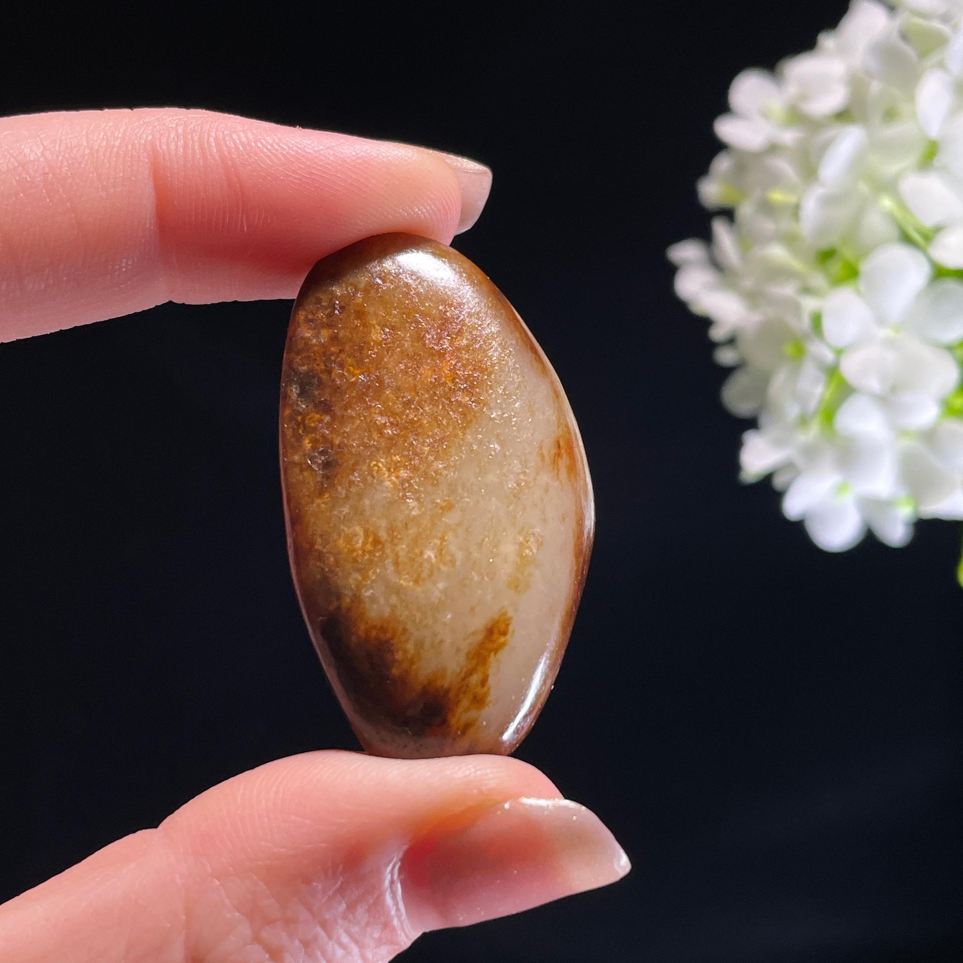 新疆天然和田玉“金枝玉叶”黑红皮籽料（yc318230）