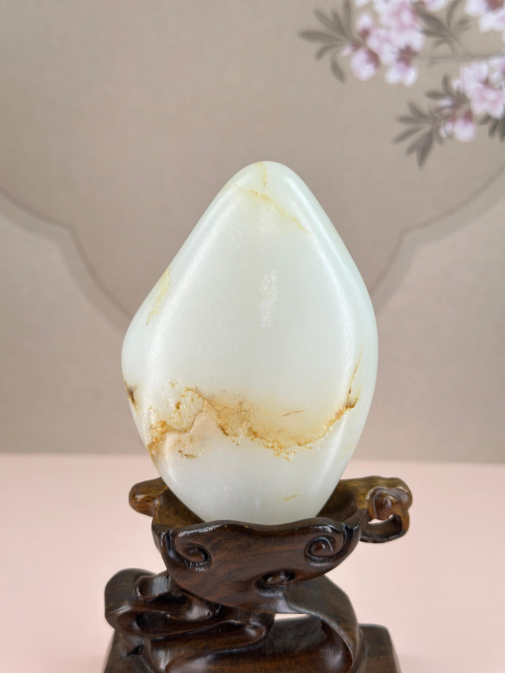 新疆和田玉珍品白玉浅秋梨皮籽料手把件（yc749607）