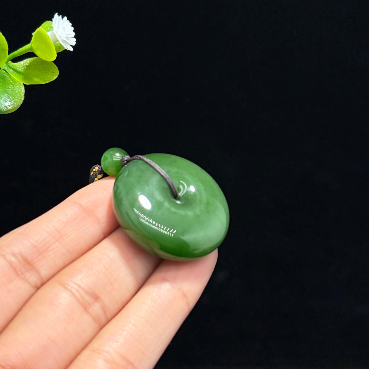 精品和田碧玉菠菜绿平安扣（yc772498）