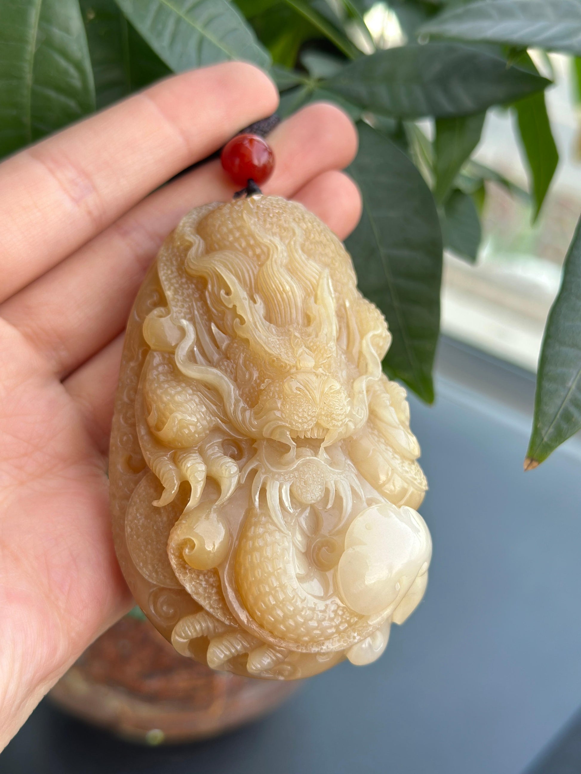 和田玉糖玉神龙手把件（yc704205）