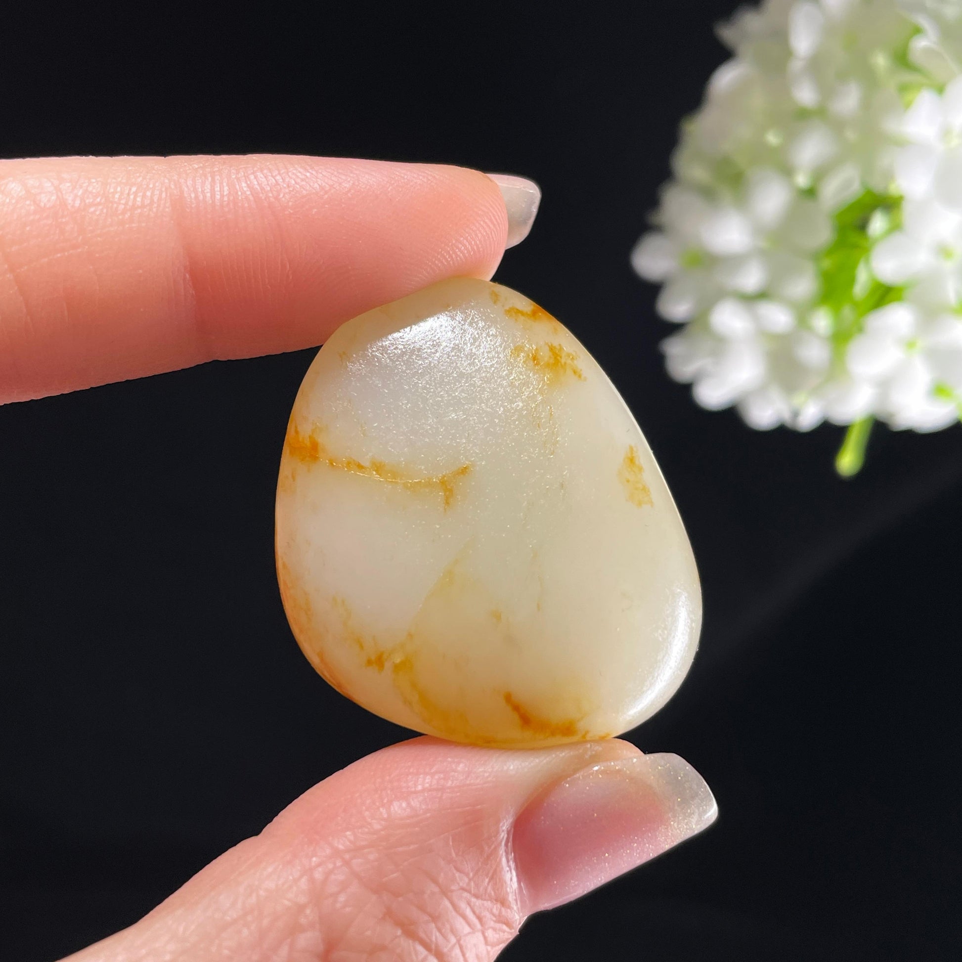 和田玉白玉“金丝萦流”洒金皮籽料（yc394181）