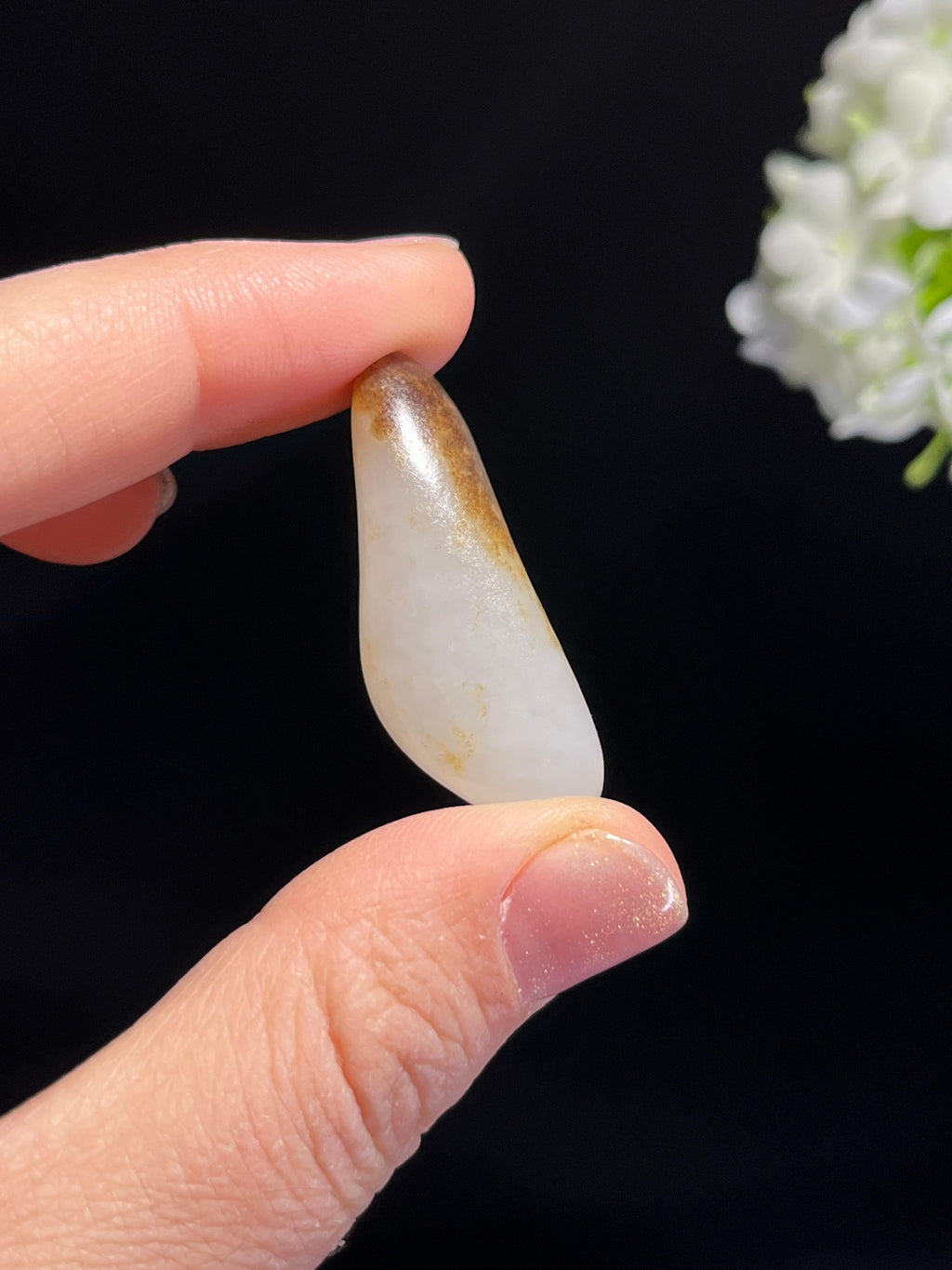 和田一级白玉秋梨皮水滴型“聚宝盆”籽料原石（yc264497）