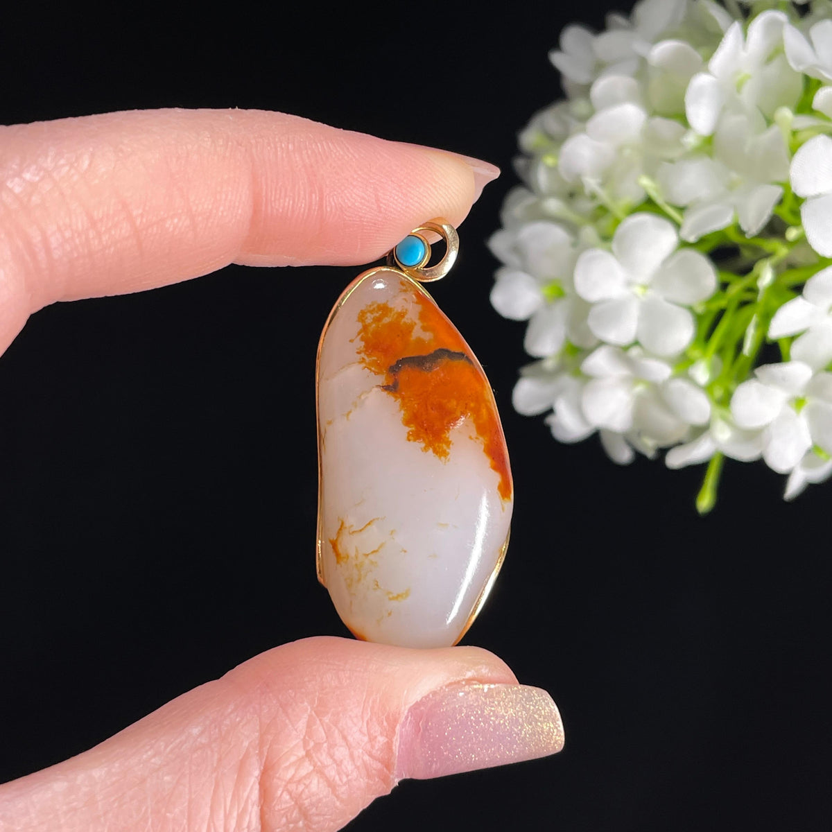 和田玉红皮白肉“丹枫醉玉”金镶籽料（yc363704）