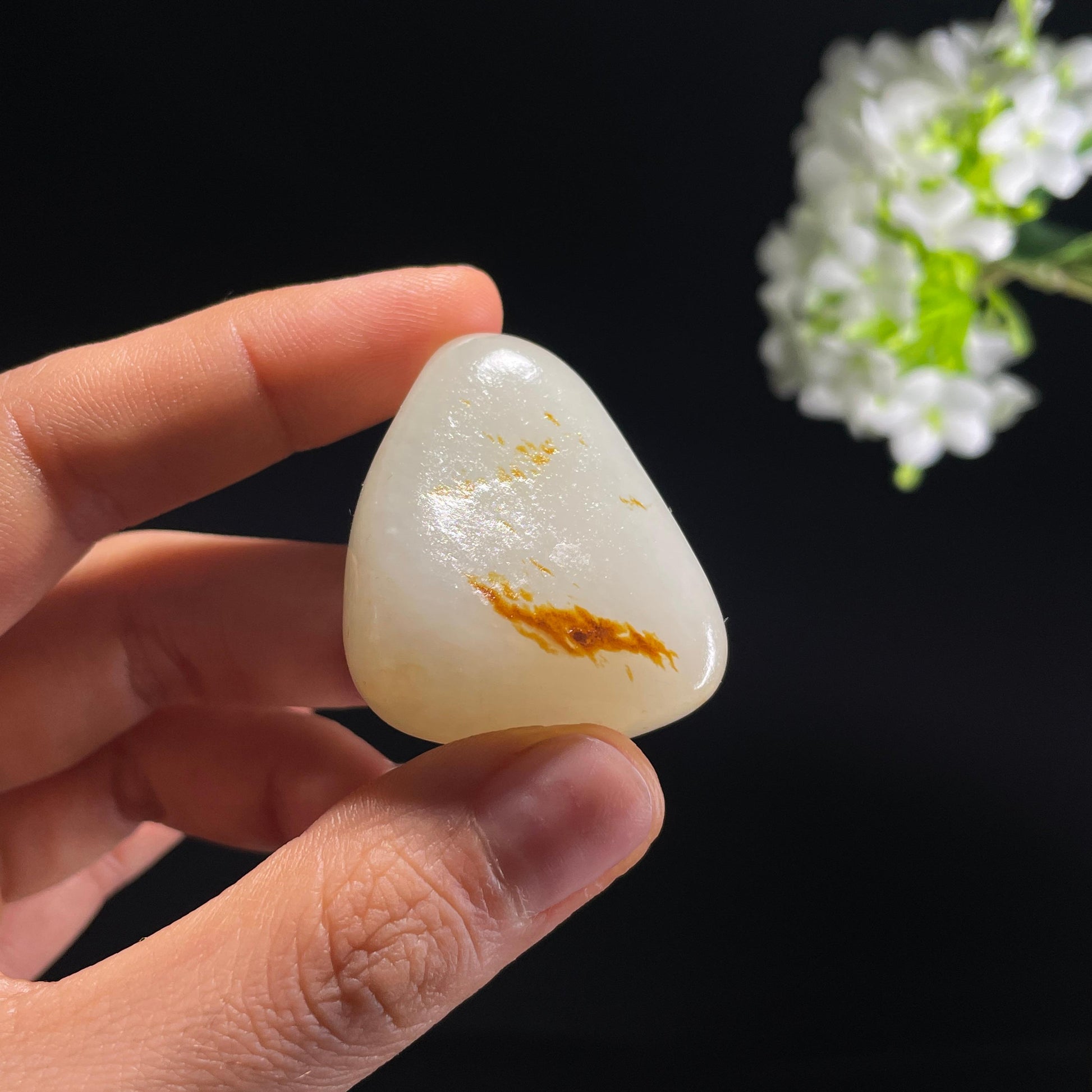 和田玉一级白“月陨金痕”洒红皮籽料（yc324365）
