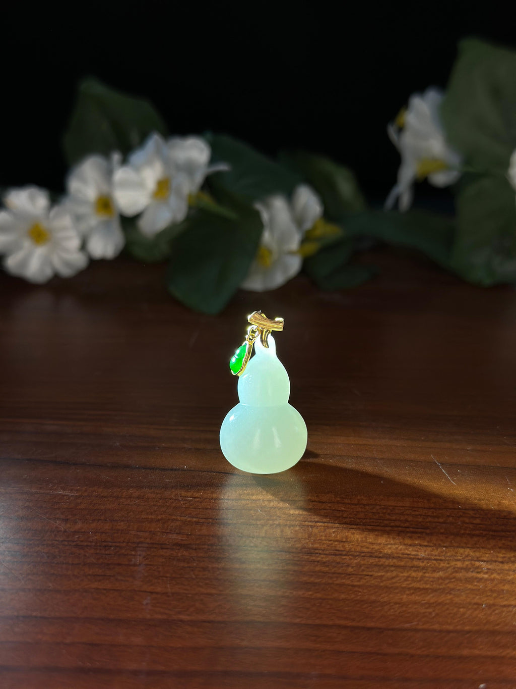 18K金和田玉白玉葫芦吊坠（yc741756）