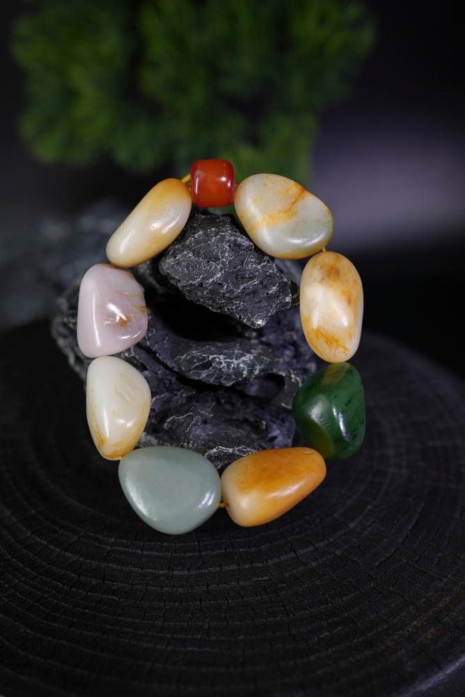 新疆和田玉多宝籽料原石手串（修）（yc229762）