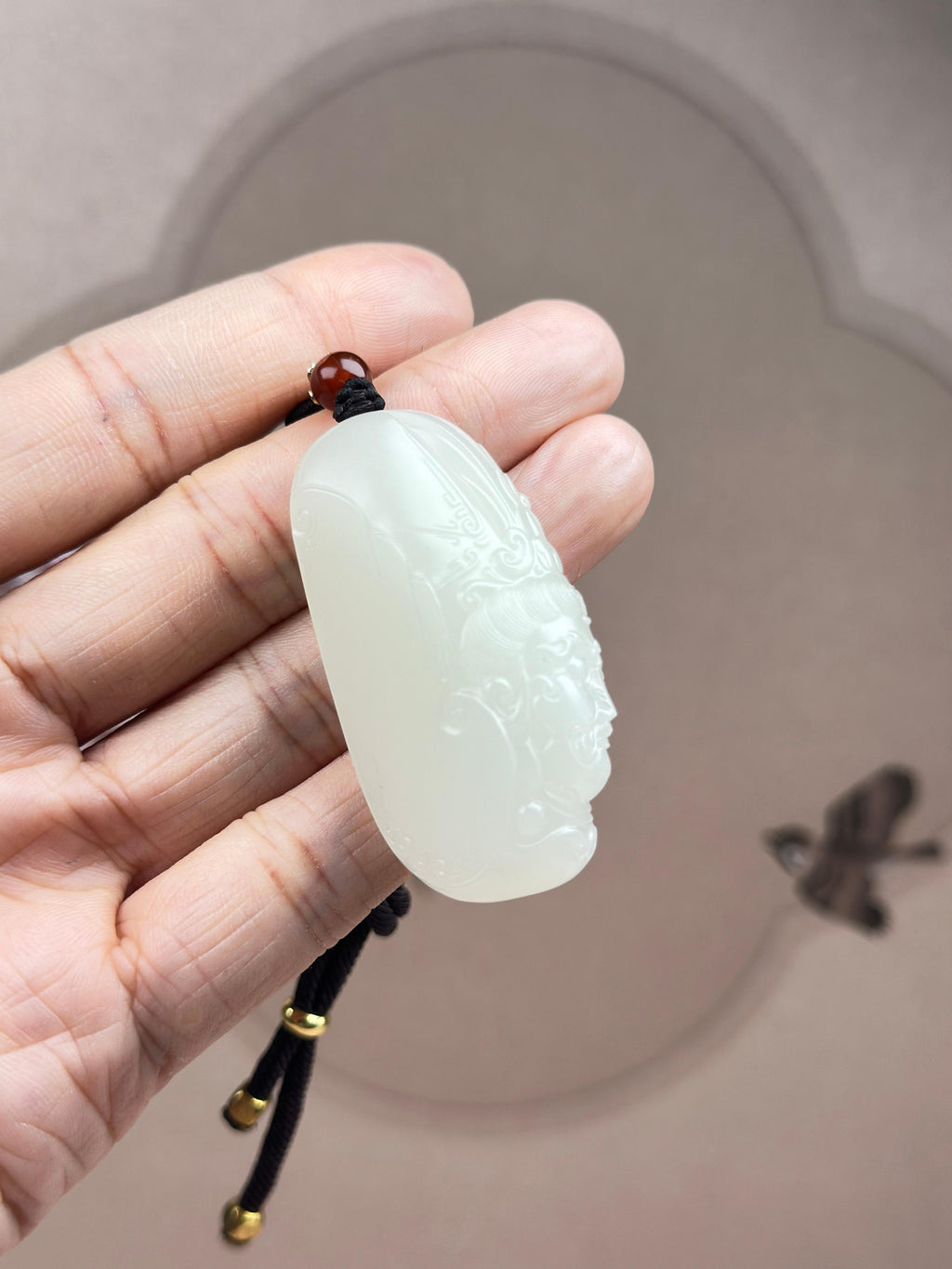 珍品新疆和田玉白玉籽料观音头像挂件（yc766458）