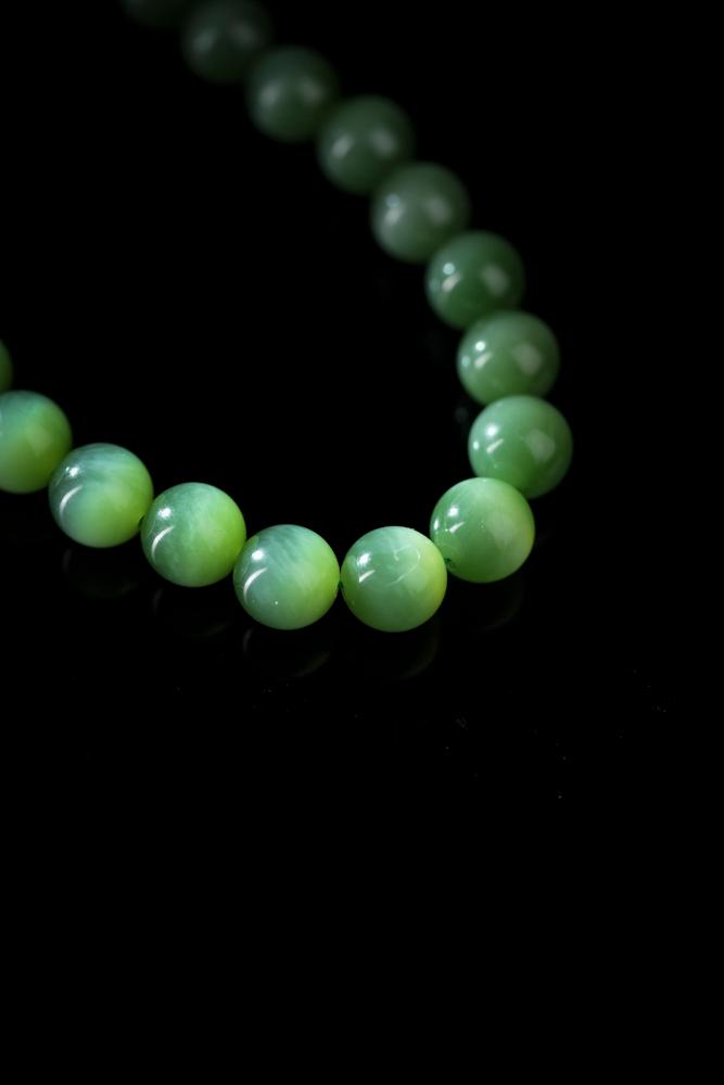 新疆天然和田玉碧玉猫眼项链（yc253323）