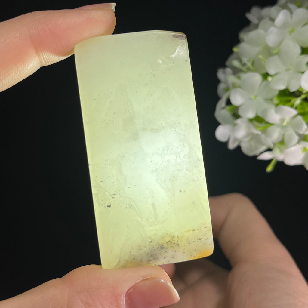 和田玉带墨青花“烟岚叠翠”籽料雕刻挂件（yc284607）