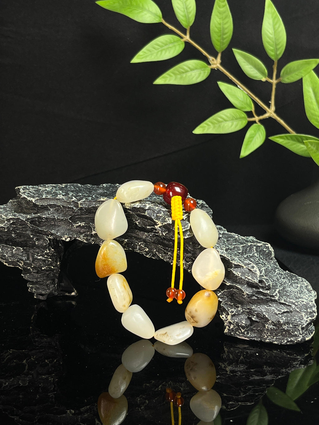 新疆天然和田玉籽料原石手串原皮原色（yc230364）