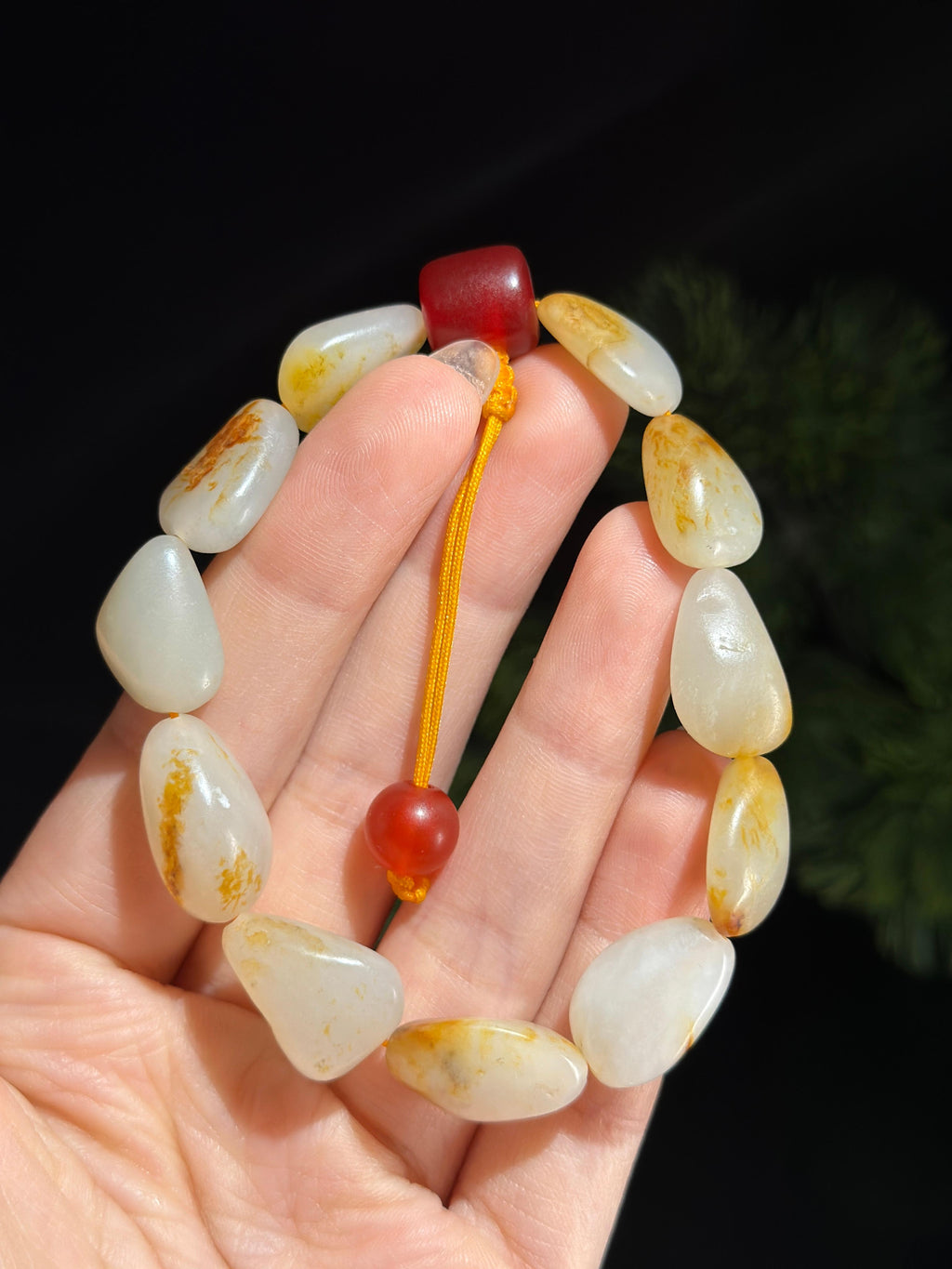 新疆和田玉红皮洒金皮原籽手串（11颗）（yc524876）