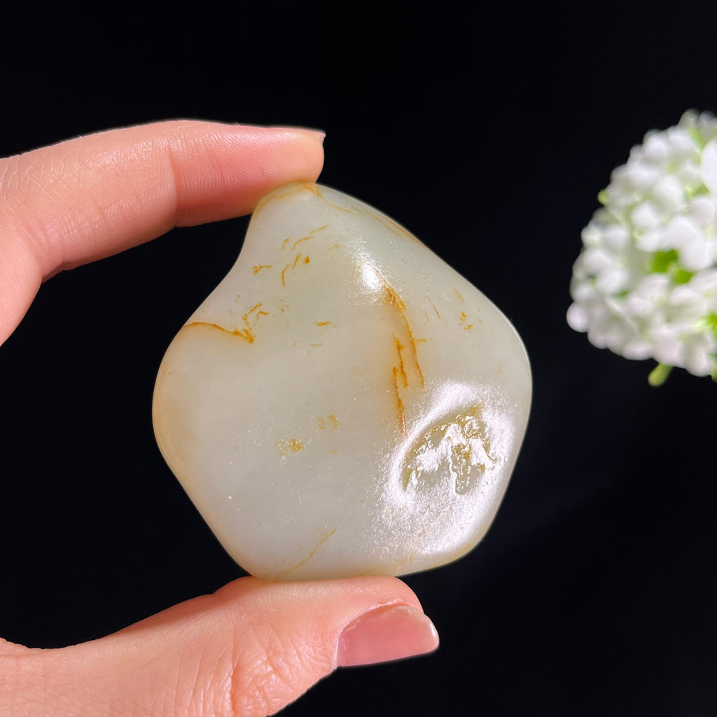 和田玉青白玉洒金聚红皮“香山红叶”籽料原石（yc286448）