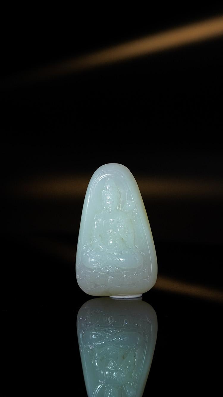 和田玉洒金皮观音雕件（yc249917）