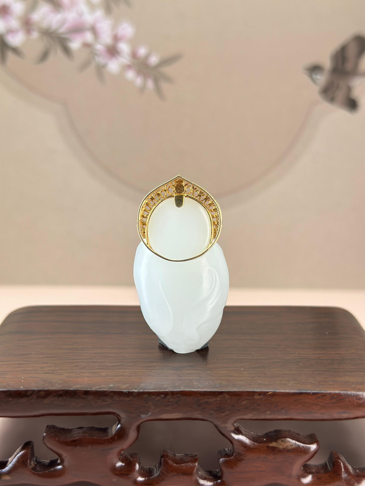 精品和田玉白玉 18K 金镶弥勒佛挂件（yc763851）
