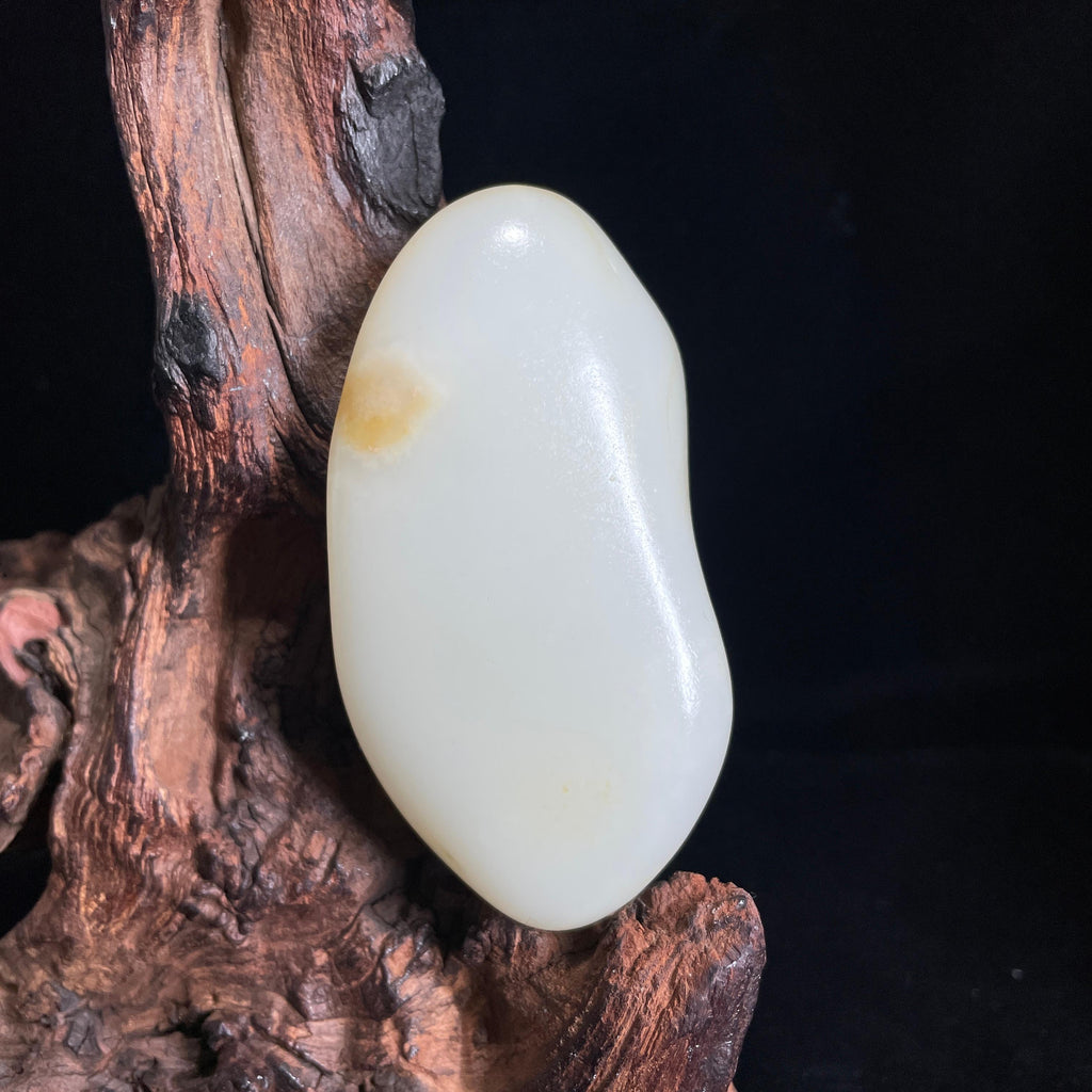 新疆天然和田玉白玉洒金皮籽料手把件（yc407933）
