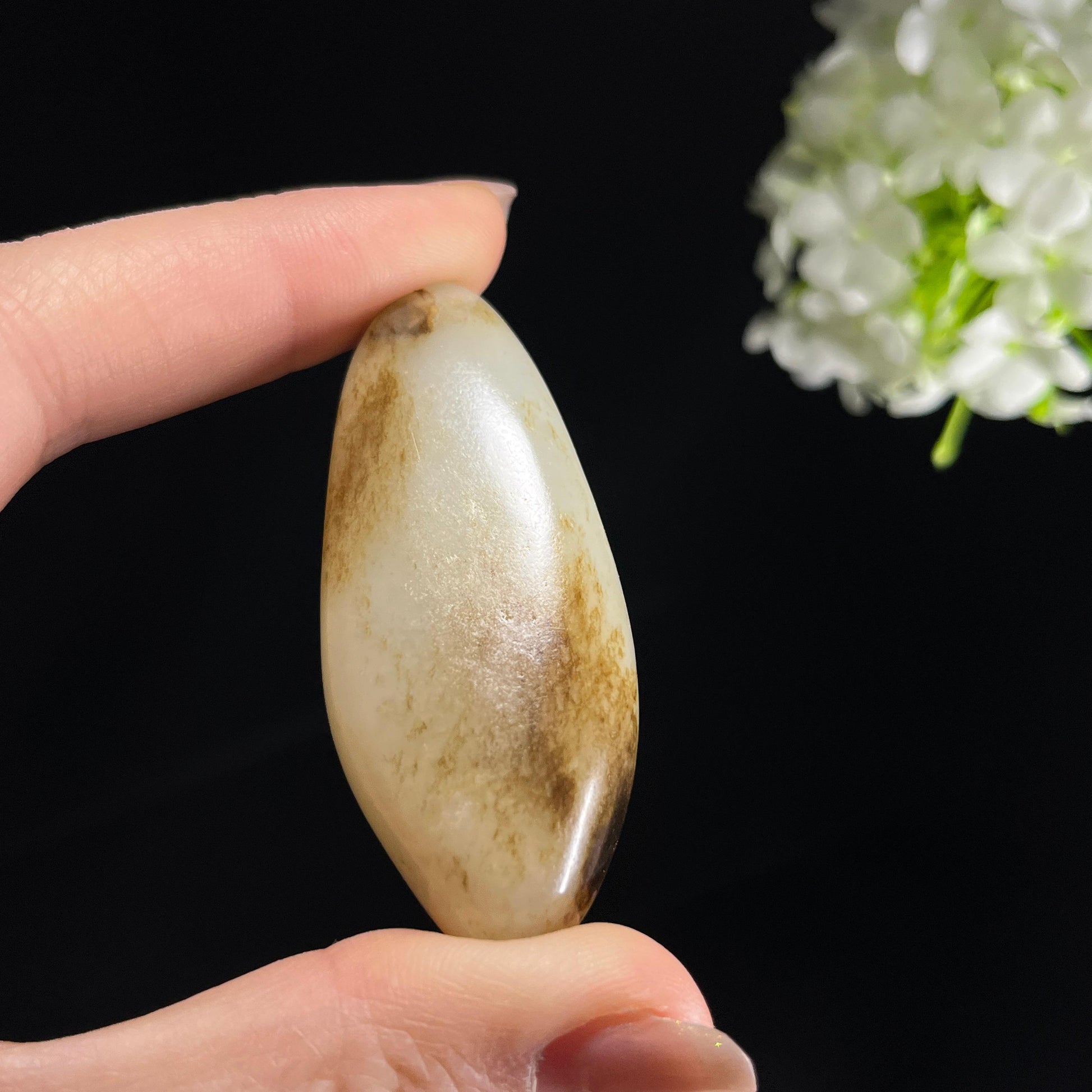 和田玉白玉“云溪秋山”意境彩皮籽料（yc353881）