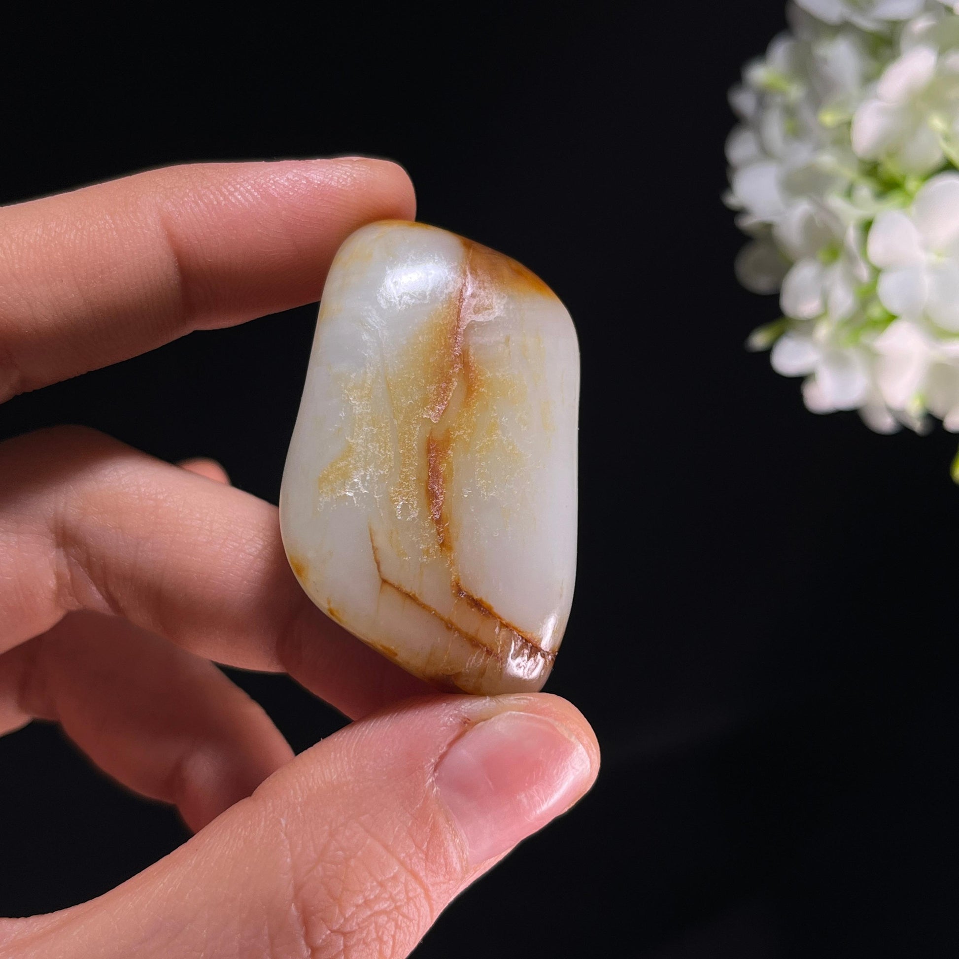 和田玉青白玉“石径听秋”洒红皮洒金皮籽料（yc350524）