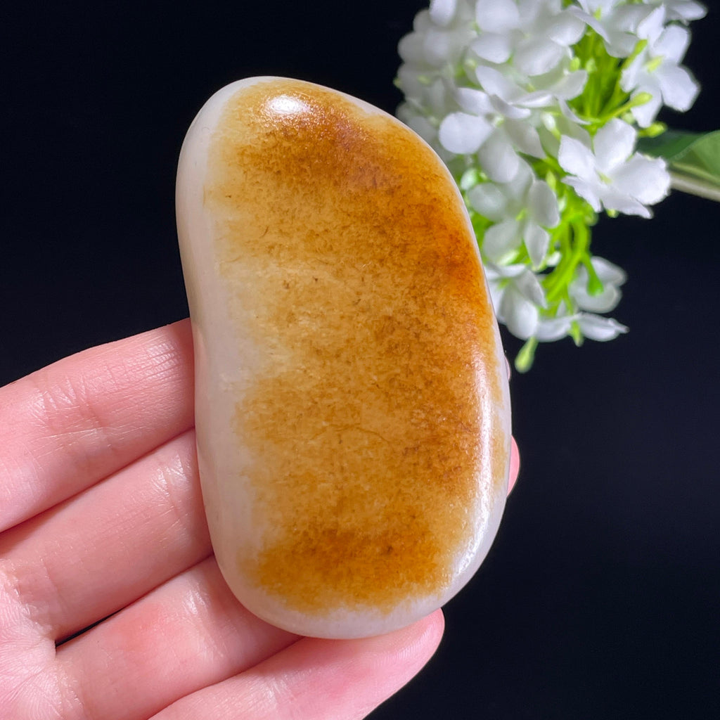 和田玉一级白秋梨洒金皮“秋漠杨林”双面皮籽料（yc342060）