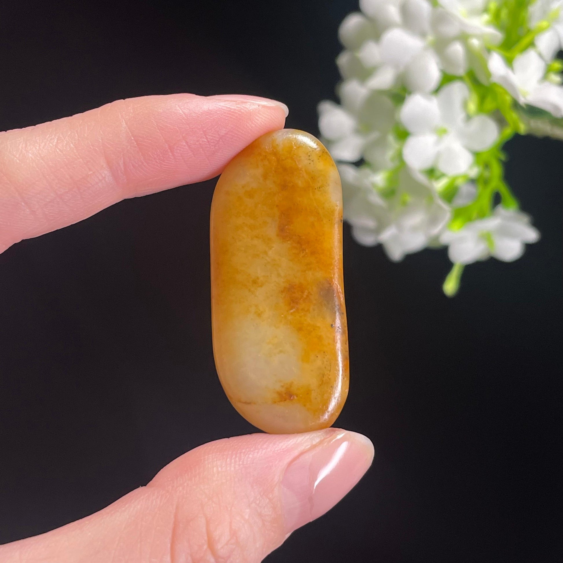 和田玉白玉黄沁皮“金光玉脂”籽料原石（yc311966）