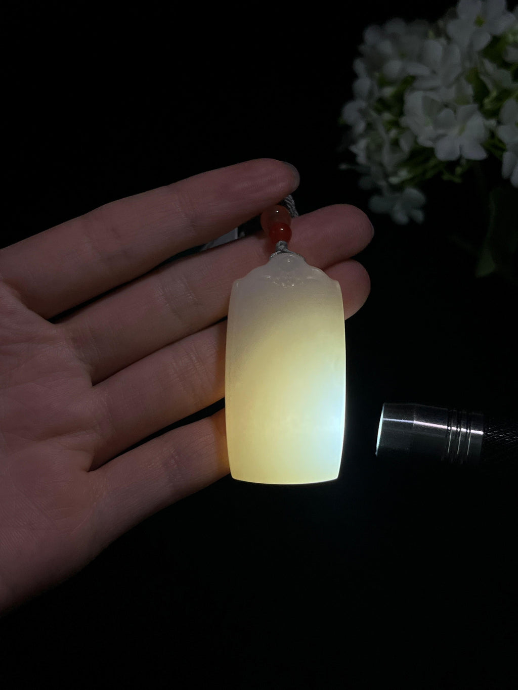 和田玉白玉平安无事牌（yc250449）