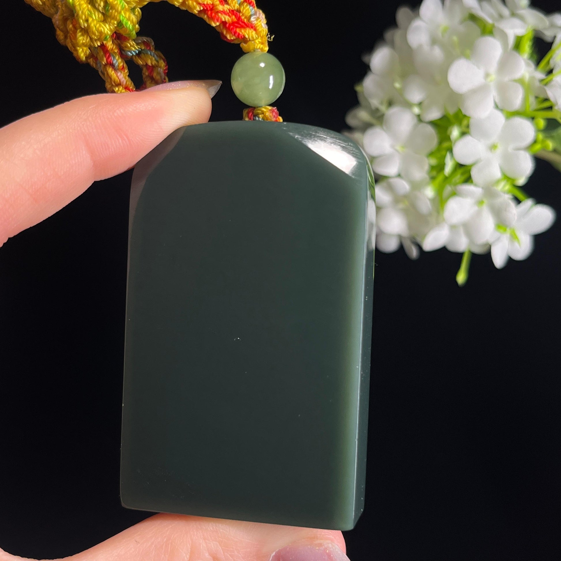 新疆天然和田玉“静水含光”青玉平安无事牌（yc330272）