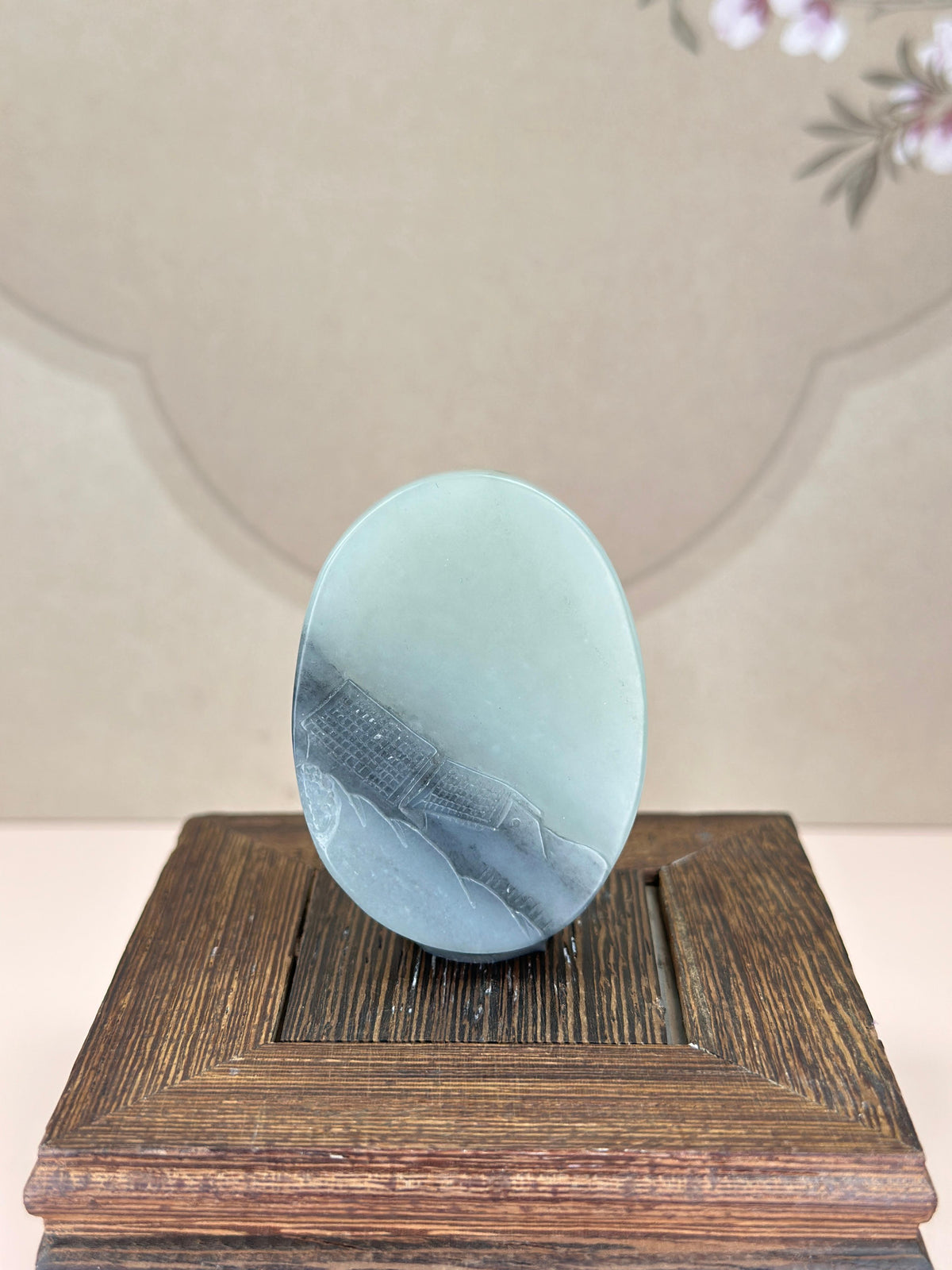 新疆和田玉意境青花洒金皮籽料山水牌（yc751043）