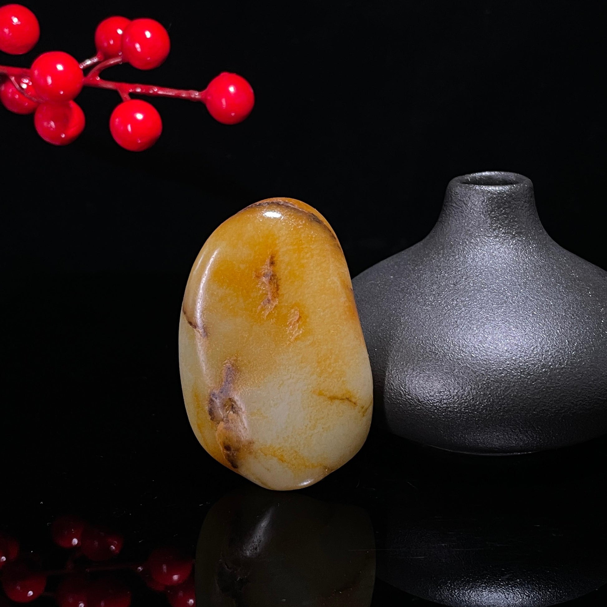新疆和田玉“秋金绘玉”白玉聚黄皮籽料（yc446166）