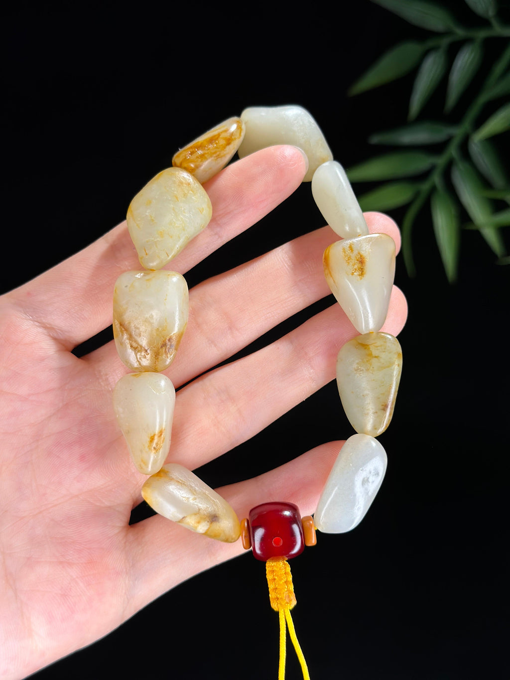新疆和田玉红皮洒金皮原籽手串（10颗）（yc750185）