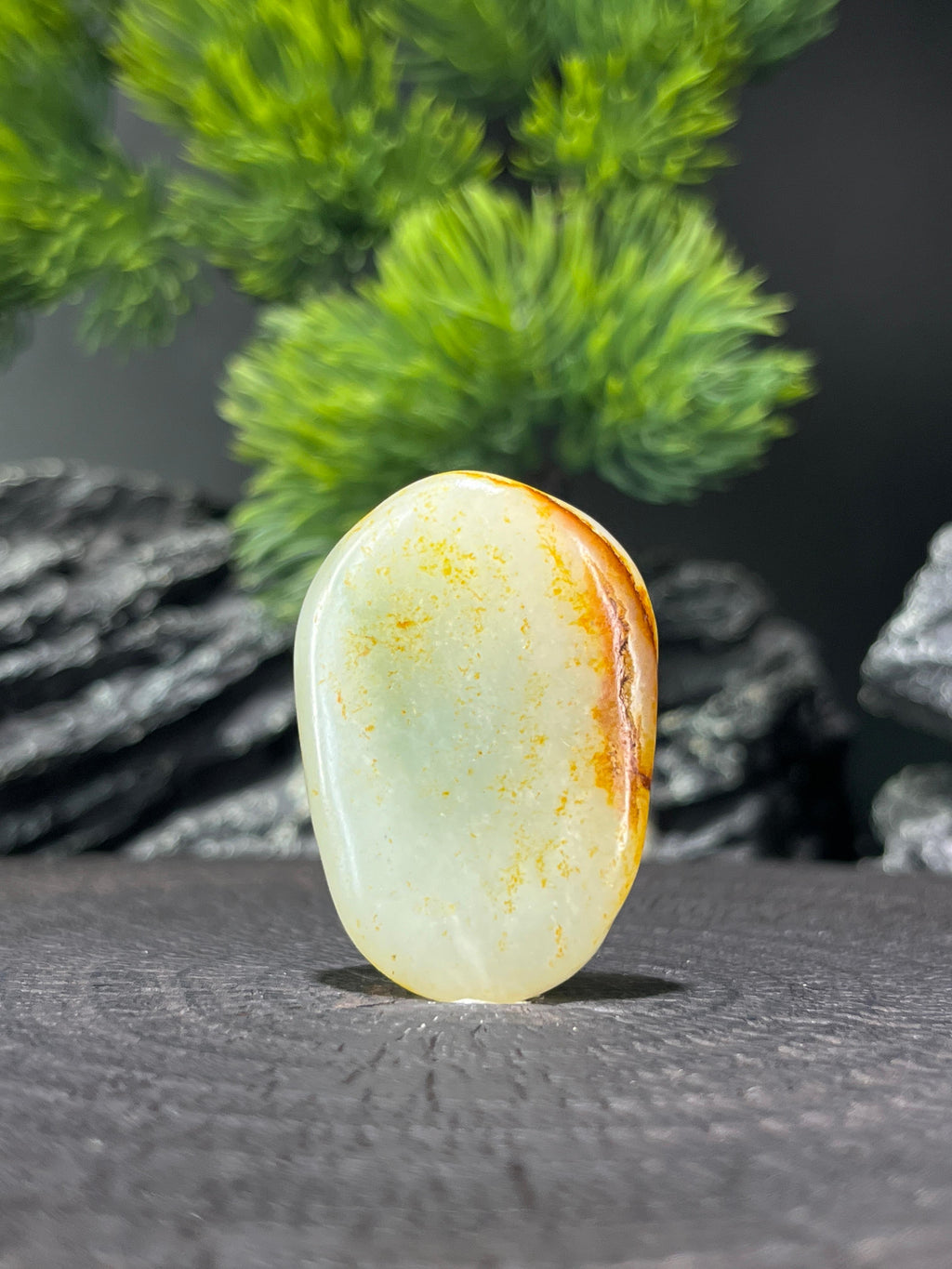 和田玉白玉带青花洒金皮籽料原石挂坠（yc224578）