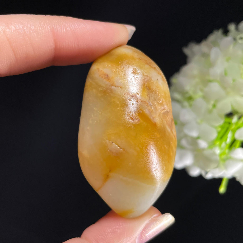 和田玉白玉“金膏流素”聚黄皮籽料（yc392785）