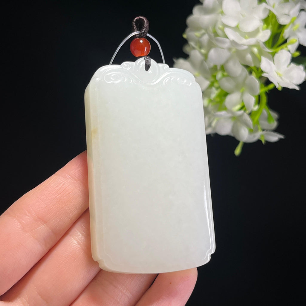 新疆天然和田玉白玉平安无事牌（yc342611）