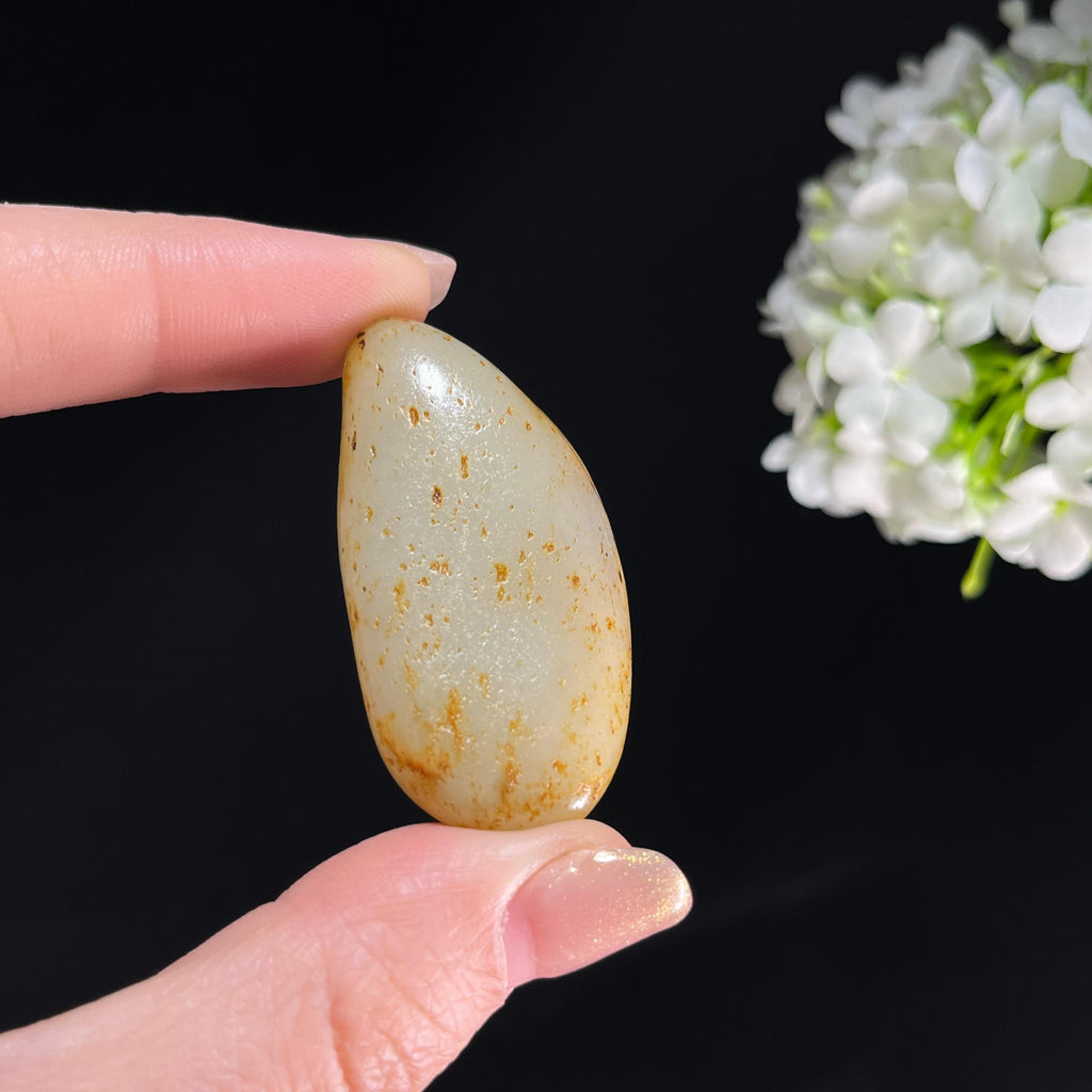 和田玉青白玉“风絮金尘”洒金皮籽料（yc350310）