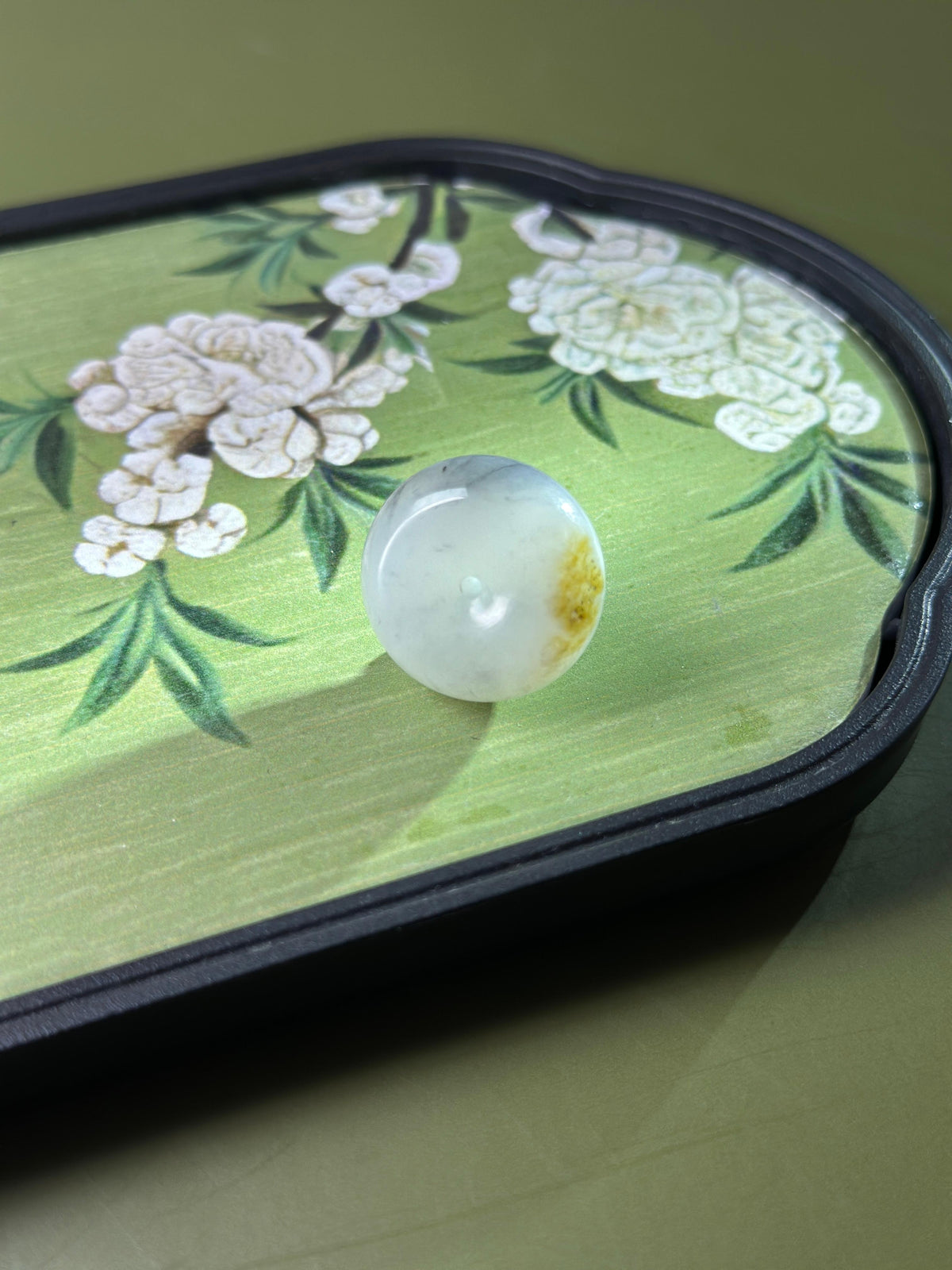 新疆和田玉洒金皮青花籽料平安扣（yc763374）