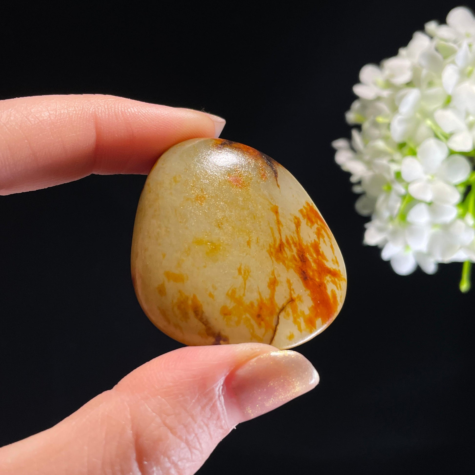 和田玉暖白种聚红皮“秋山晓色”籽料原石（yc311832）