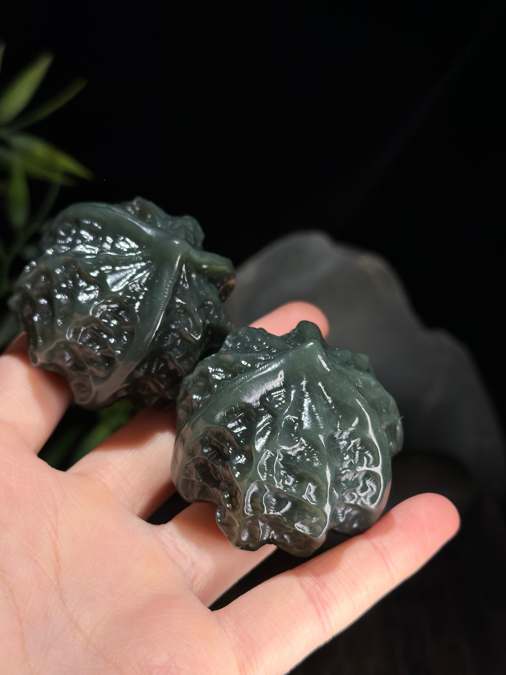 和田玉黑青核桃手把件（一对）（yc703097）