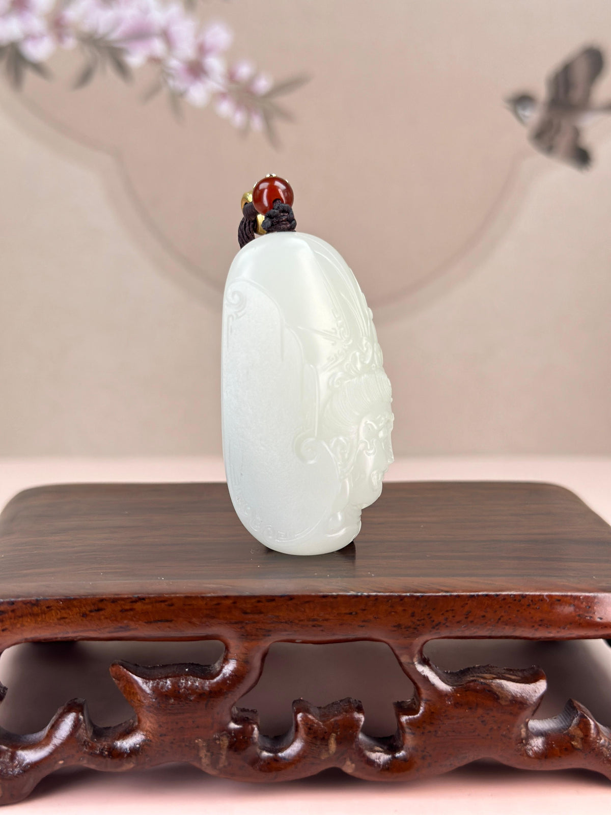 珍品新疆和田玉白玉籽料观音头像挂件（yc766458）