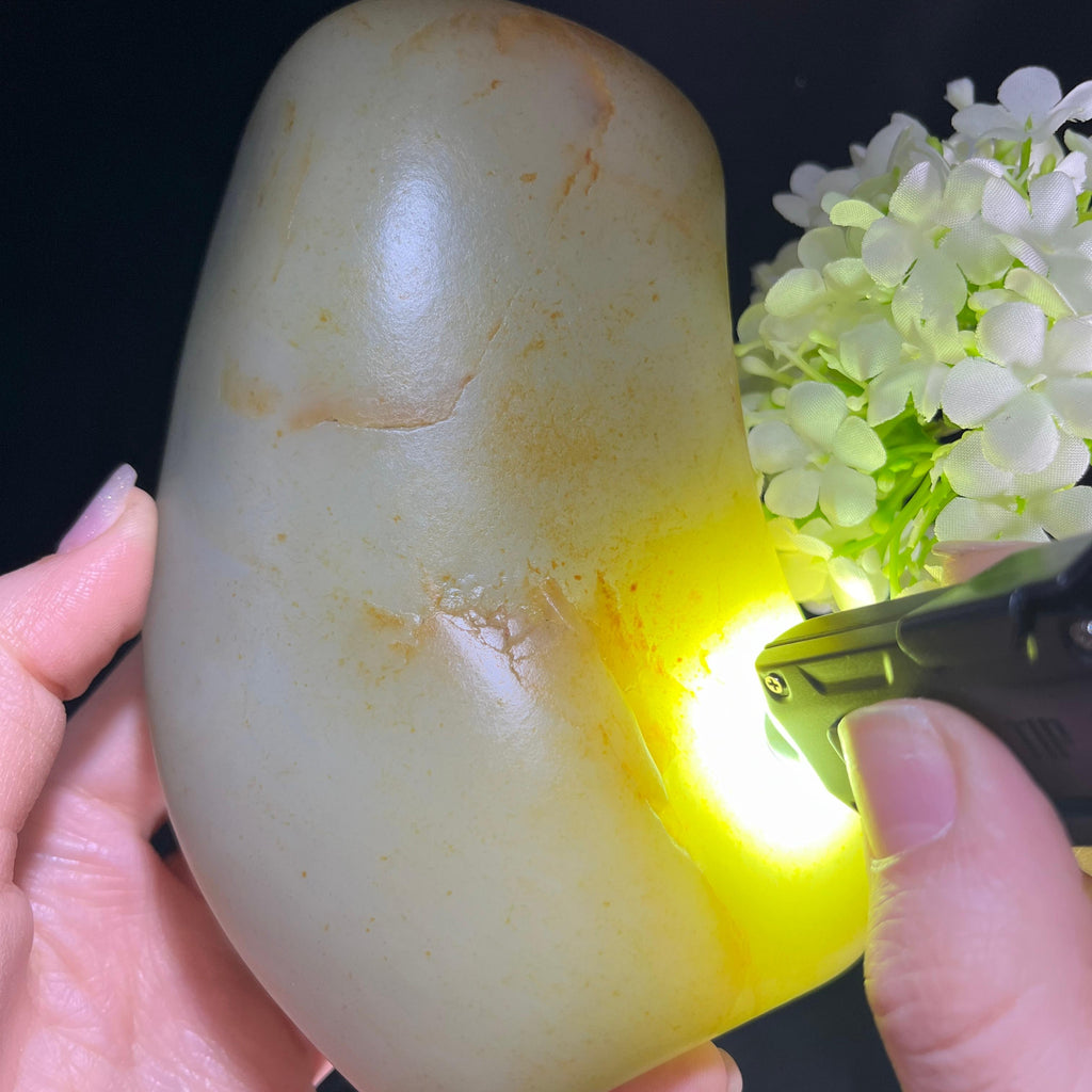 和田玉青白玉“丹砂青云”洒金皮籽料（作料）（yc360976）