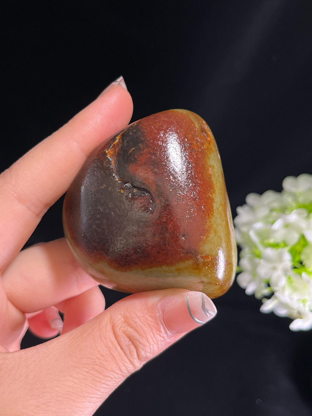 新疆和田玉青白种双面红皮手把件（yc250208）