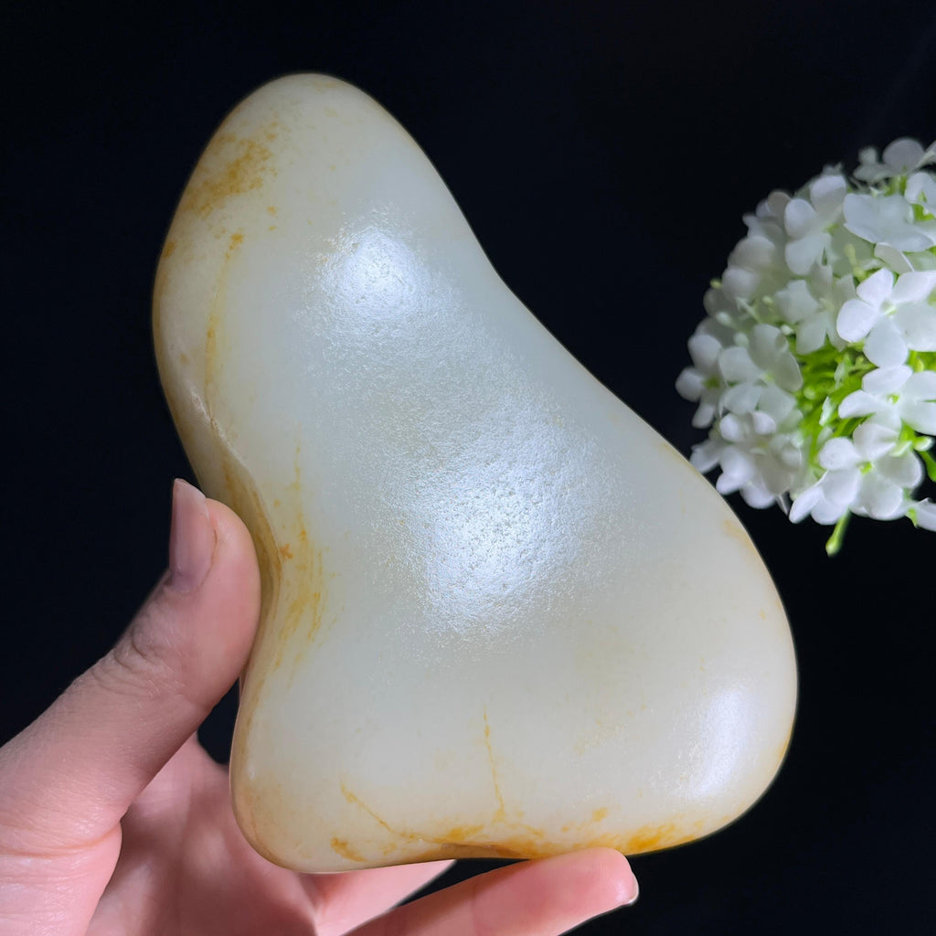 和田玉白玉“霜峦秋染”洒金皮红皮籽料（yc386496）