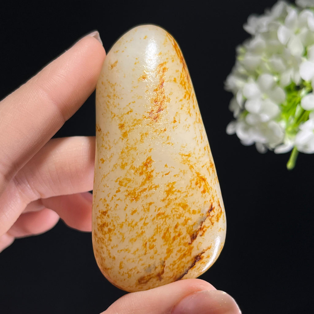 和田玉白玉“秋光叠锦”通体洒金皮籽料（yc353609）