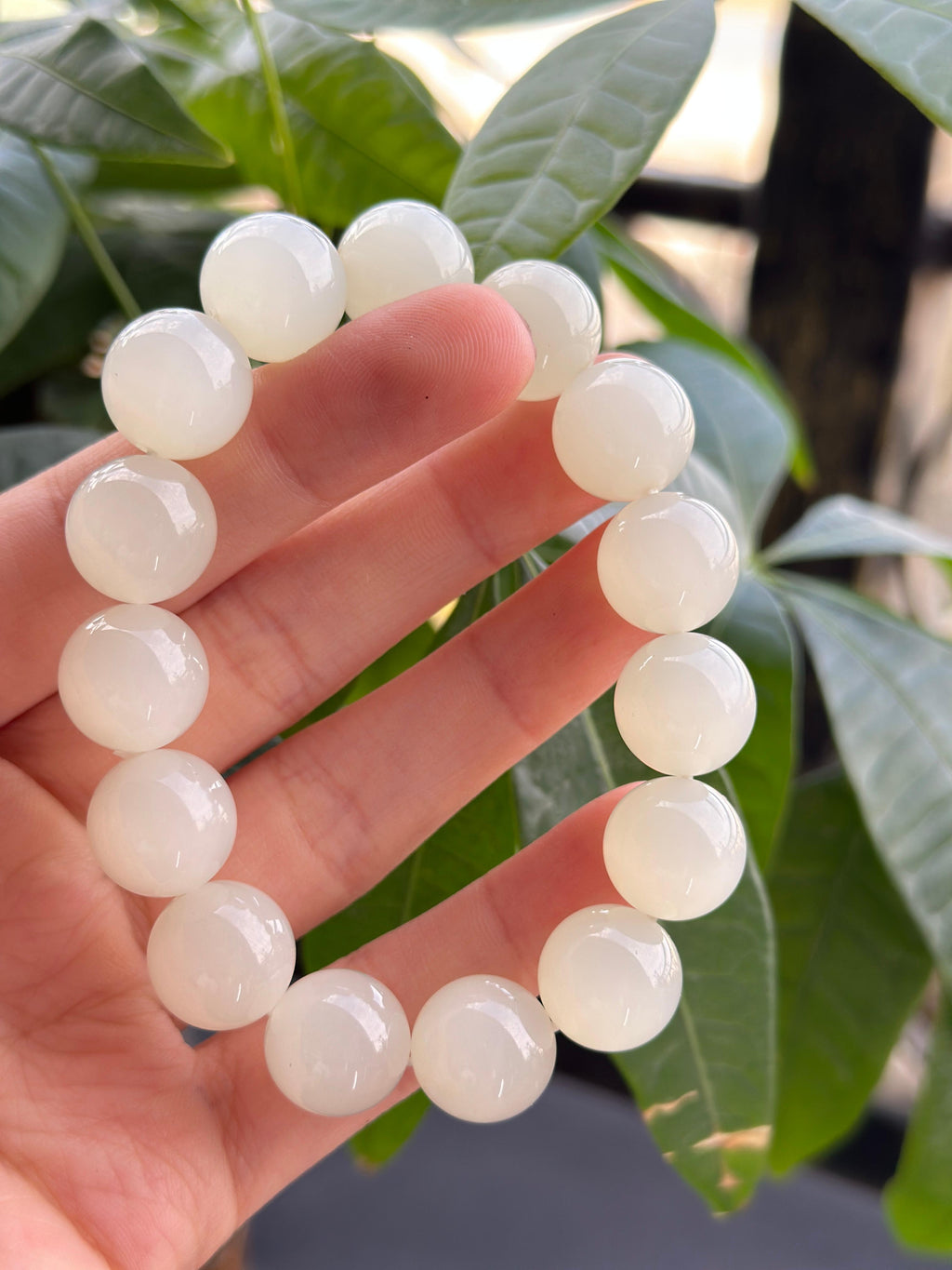 和田玉精品白玉圆珠手串（15颗）（yc709842）