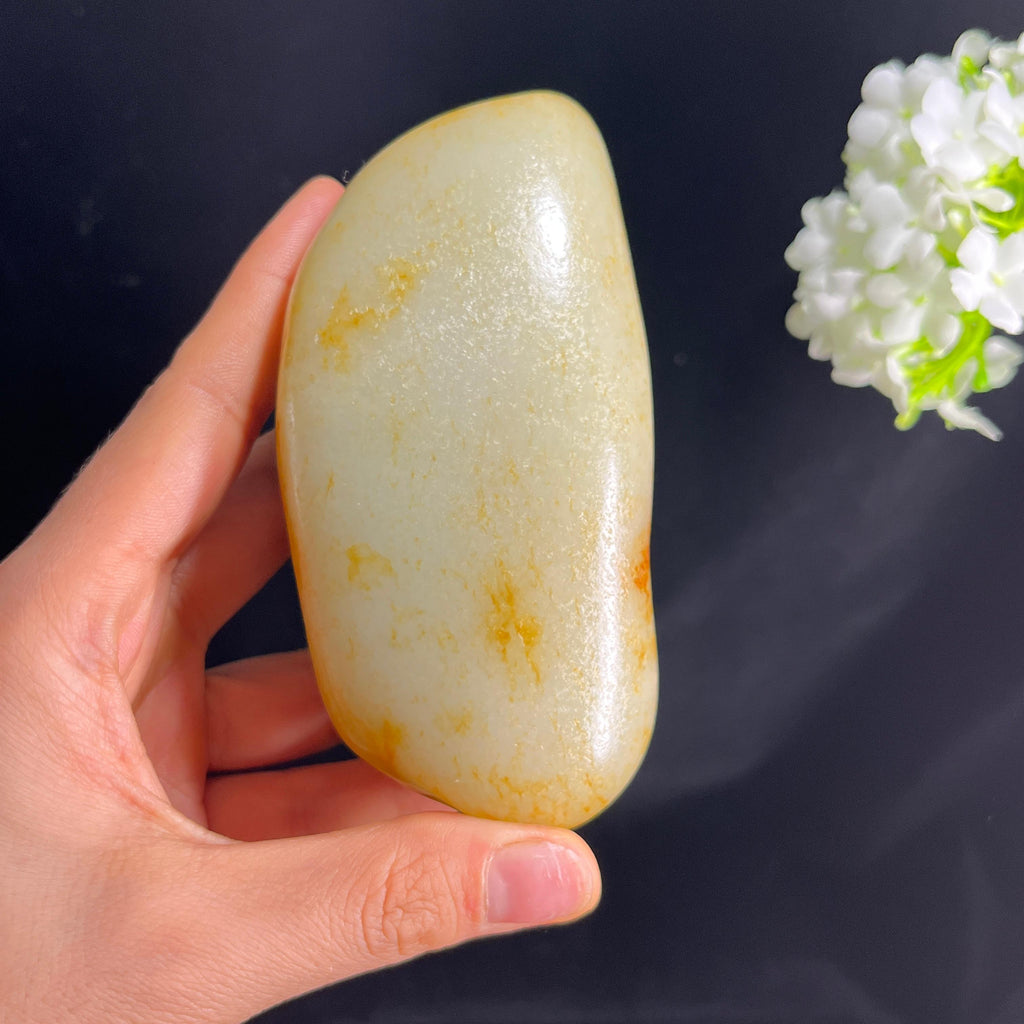 和田玉高青白洒红皮籽料（yc283609）