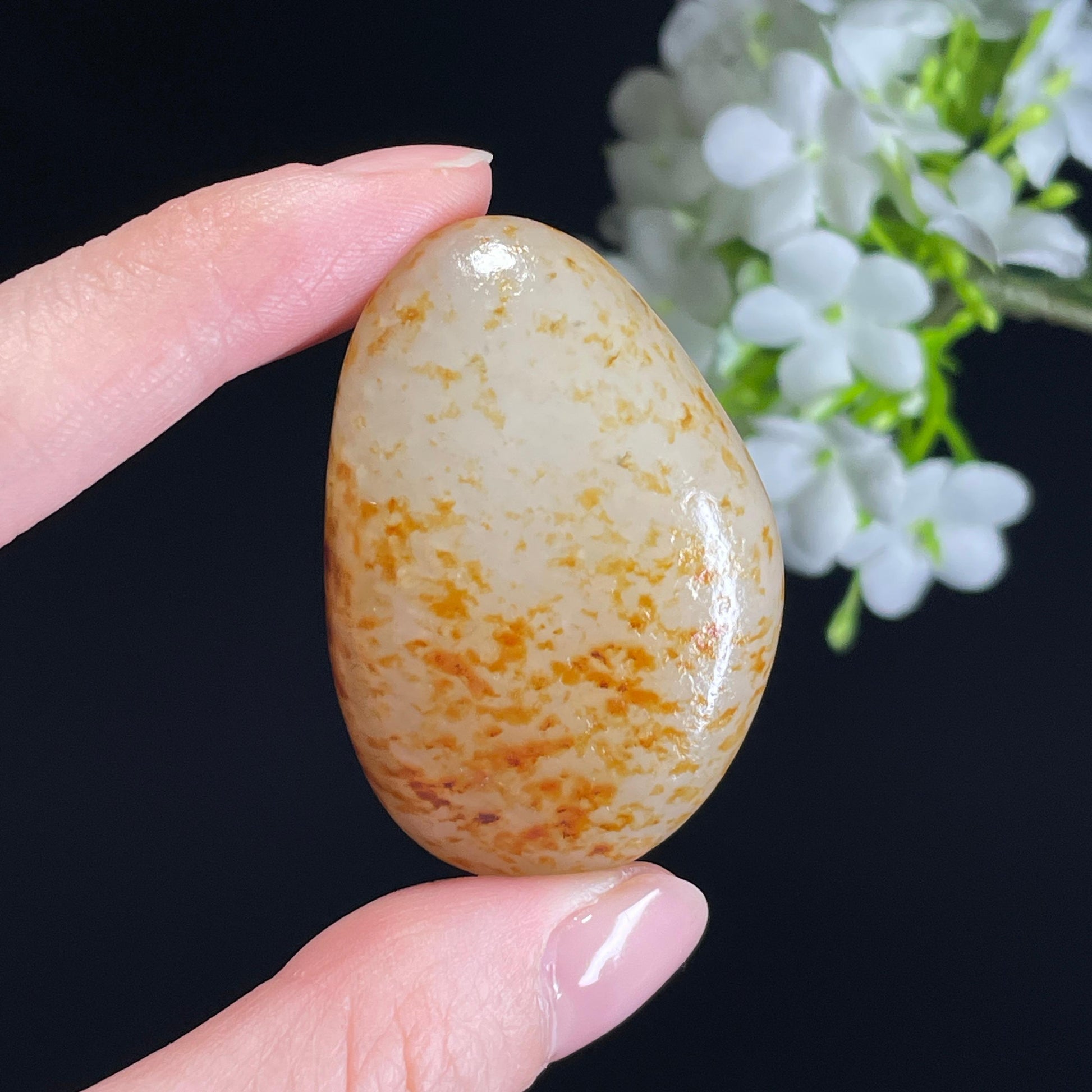 和田玉高青白“星河碎玉”洒金洒红皮籽料（yc327211）