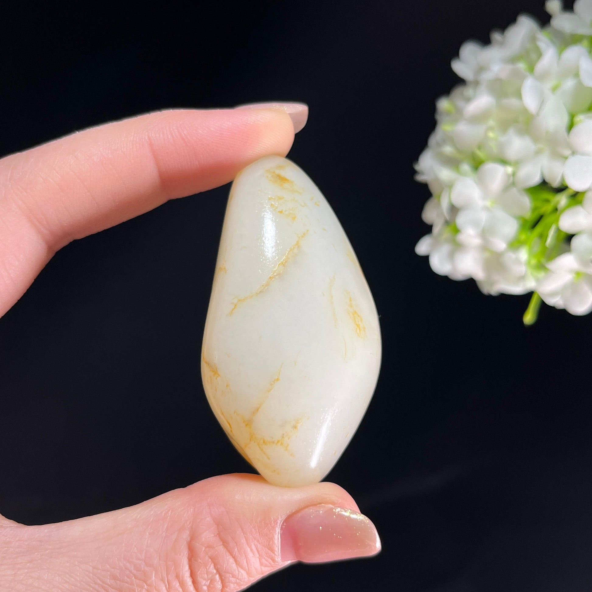 和田玉白玉“云丝牵月”洒金皮籽料（yc350433）